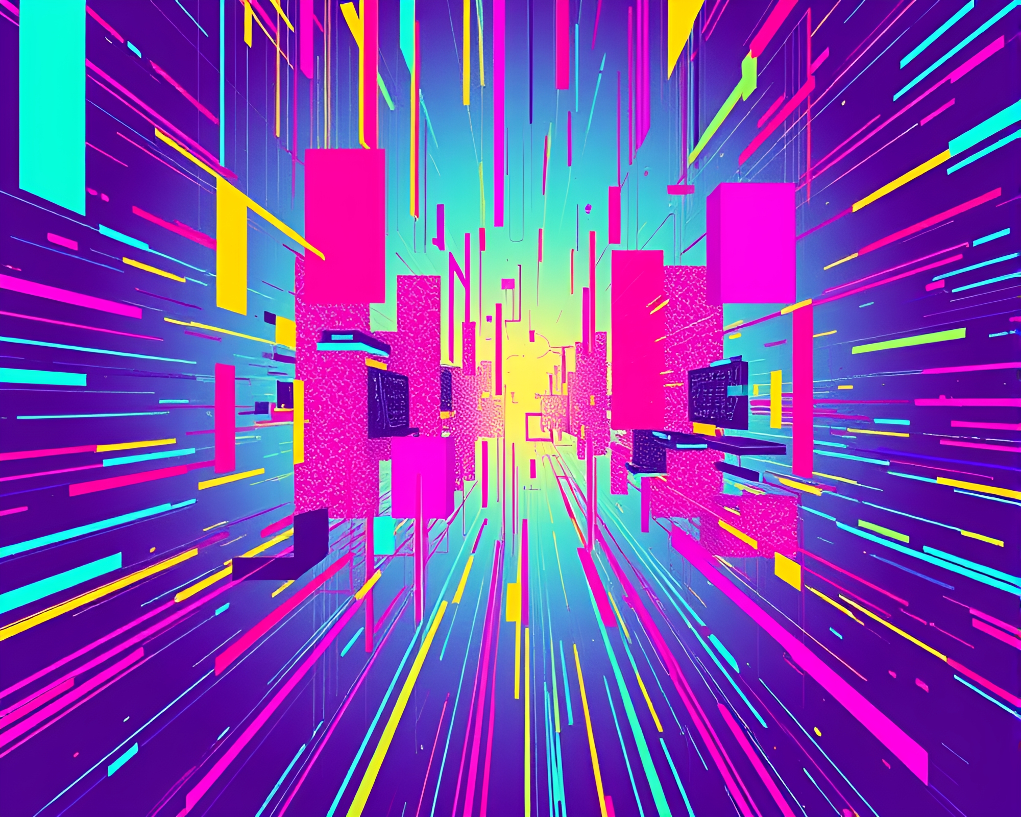 Vibrant Pop Art Digital Glitch Realm – free AI stock image