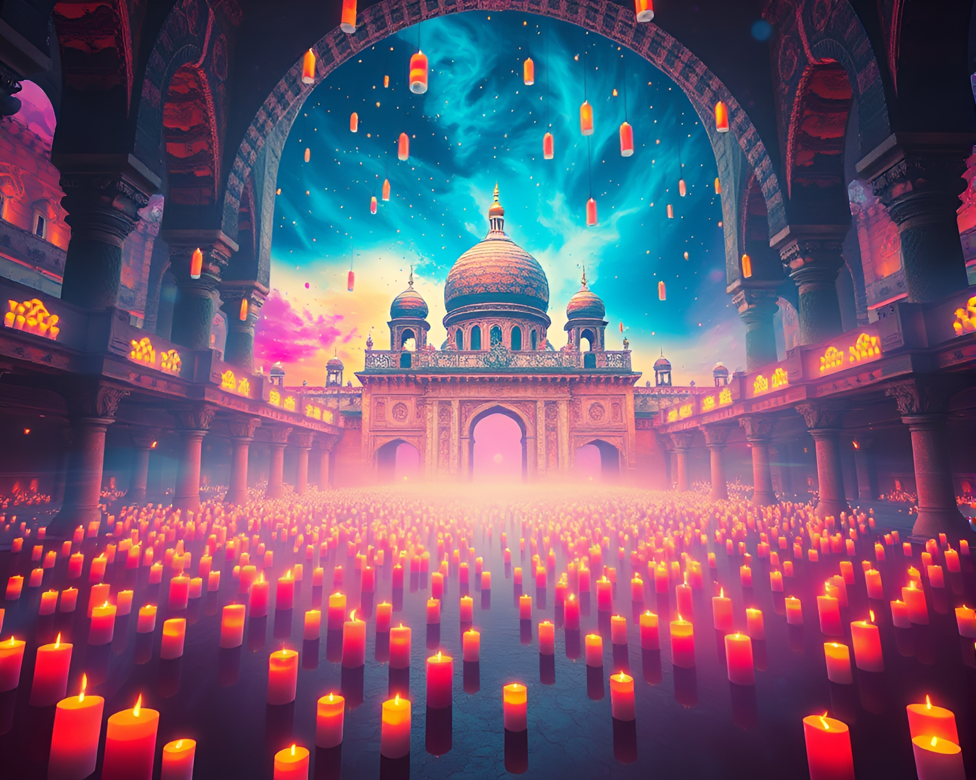 Enchanting Pop Art Masterpiece Illuminated by Ethereal Candles – free AI stock image
