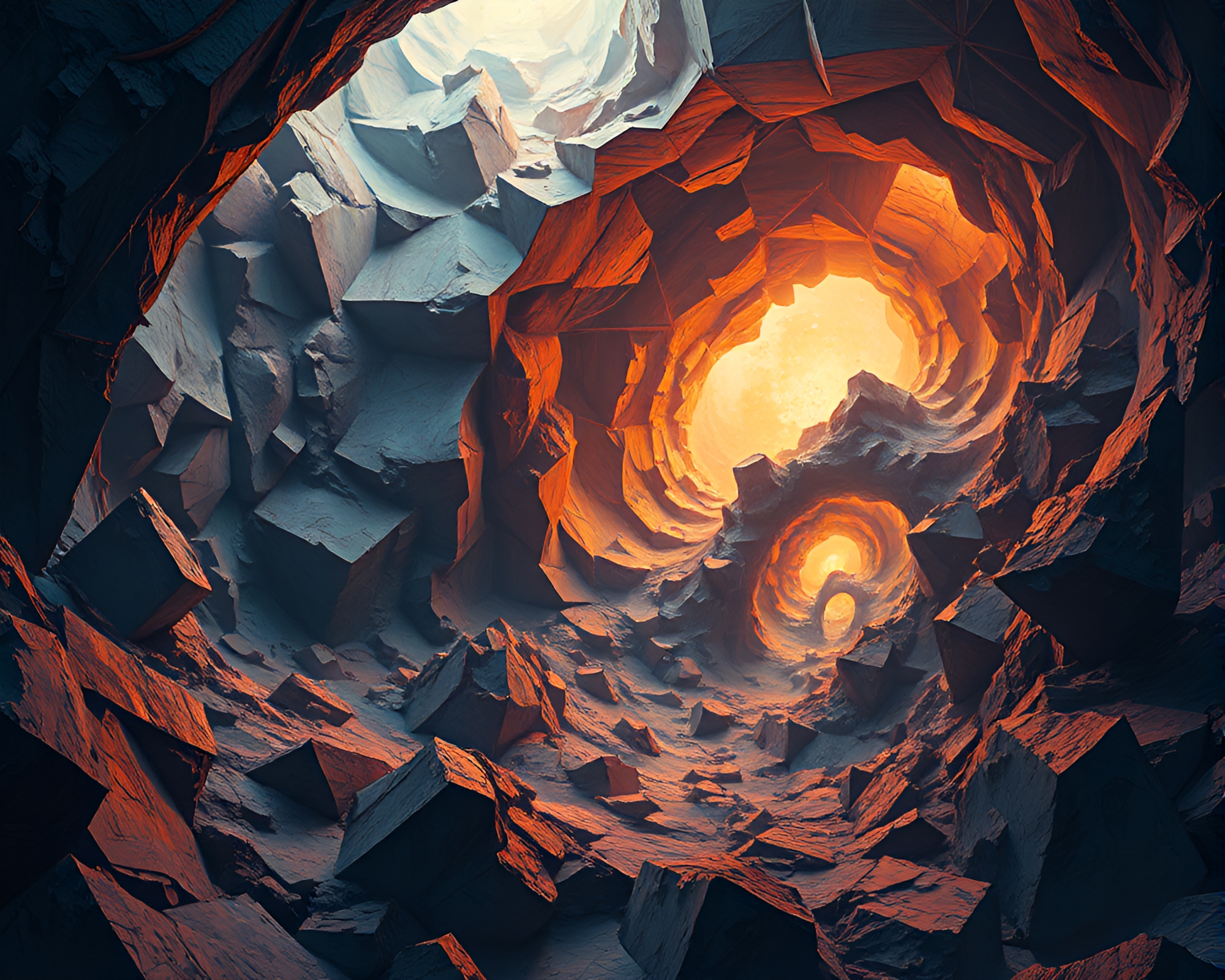 Intricate Fractal Geometry in Subterranean Impressionism – free AI stock image