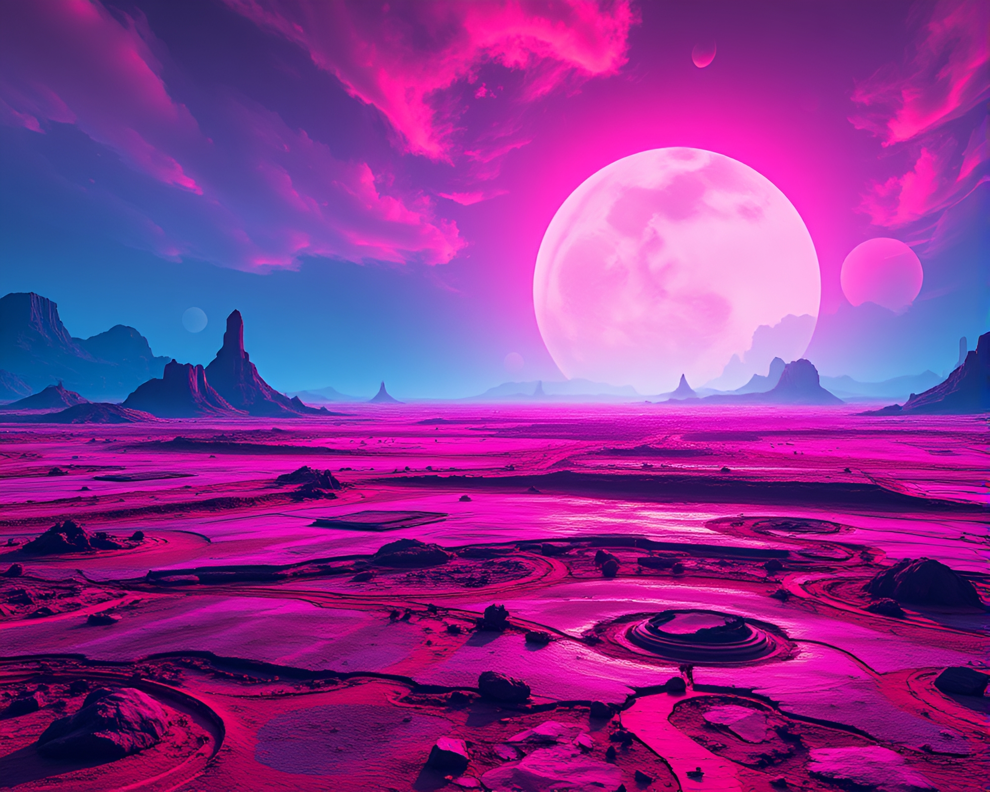Vibrant Dystopian Wasteland with Abstract Graphic Elements – free AI stock image