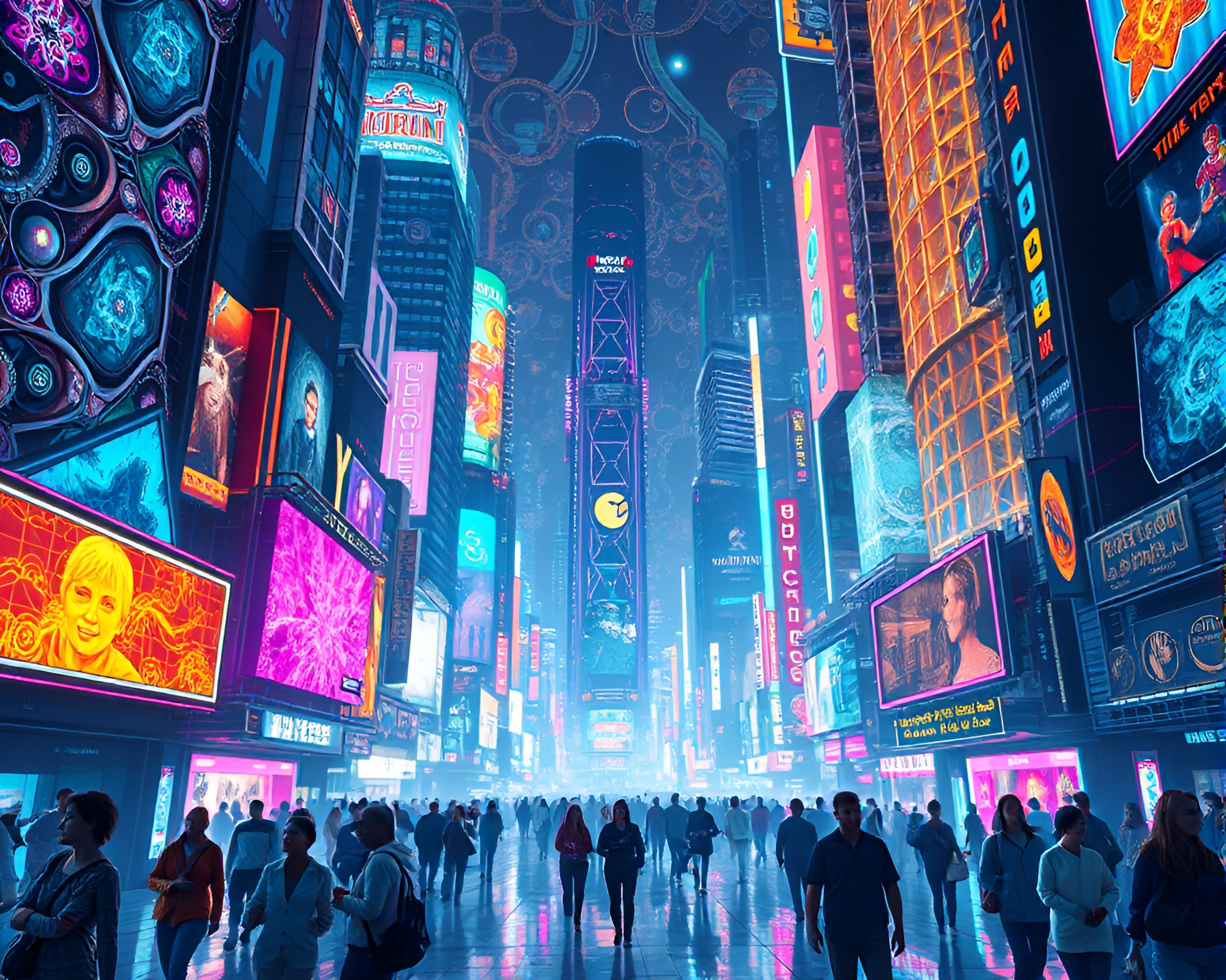 Vibrant Futuristic Cityscape with Neon Lights – free AI stock image