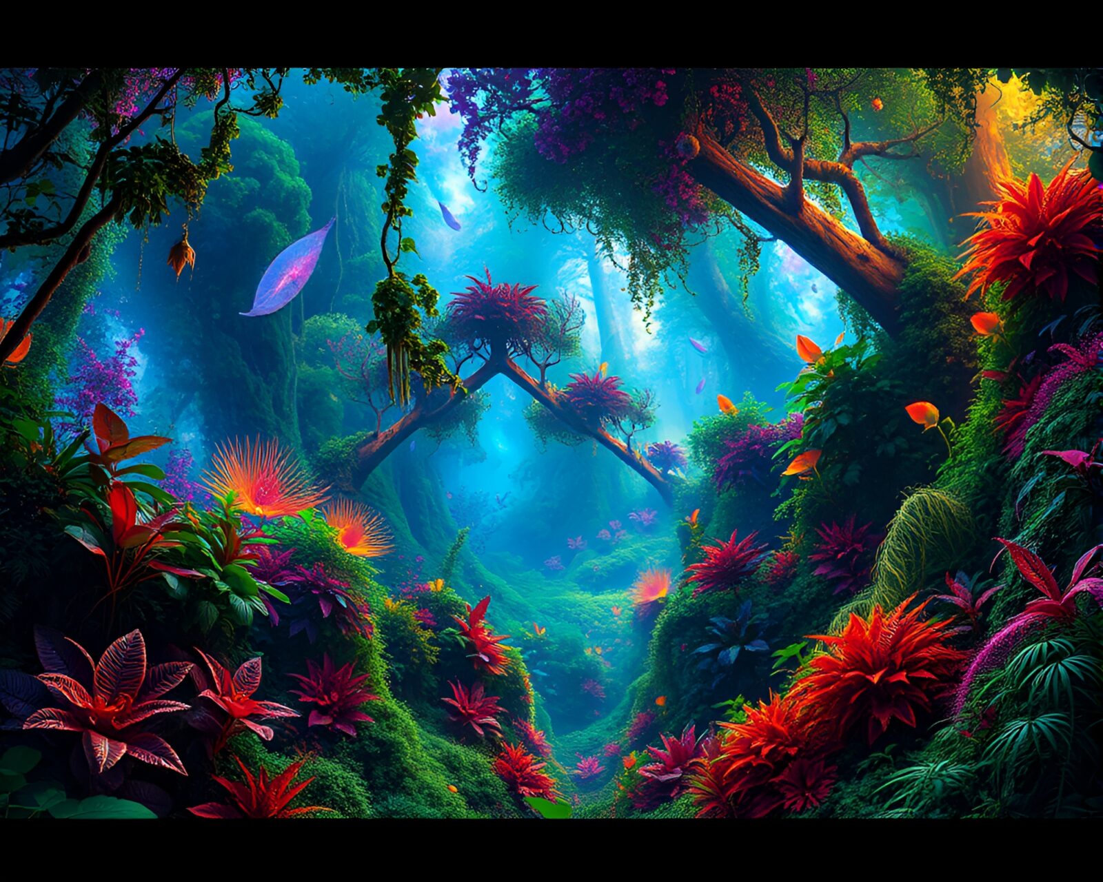 Intricate fractal patterns forming a mesmerizing jungle scene
