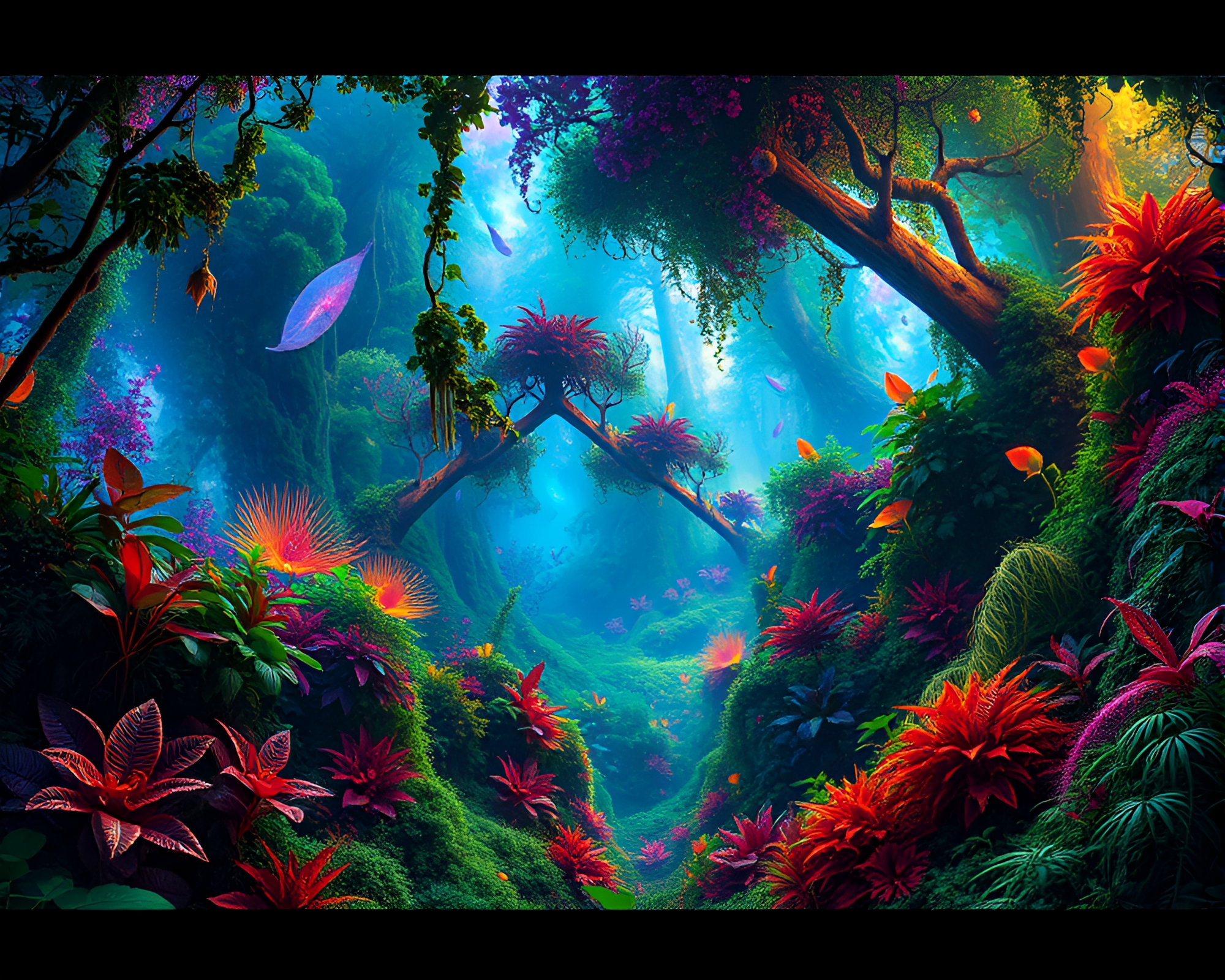 Enchanting Fractal Jungle: Stunning Nature Abstract Image – free AI stock image