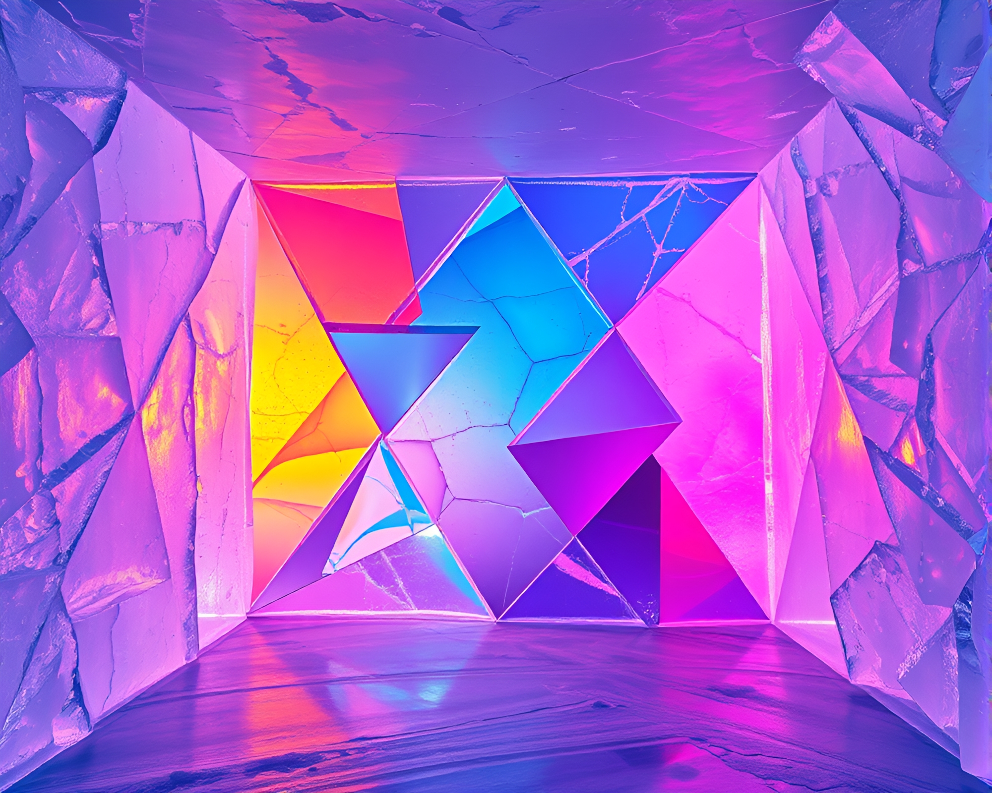 Ethereal Modern Art Display in Ice Prism Cavern – free AI stock image