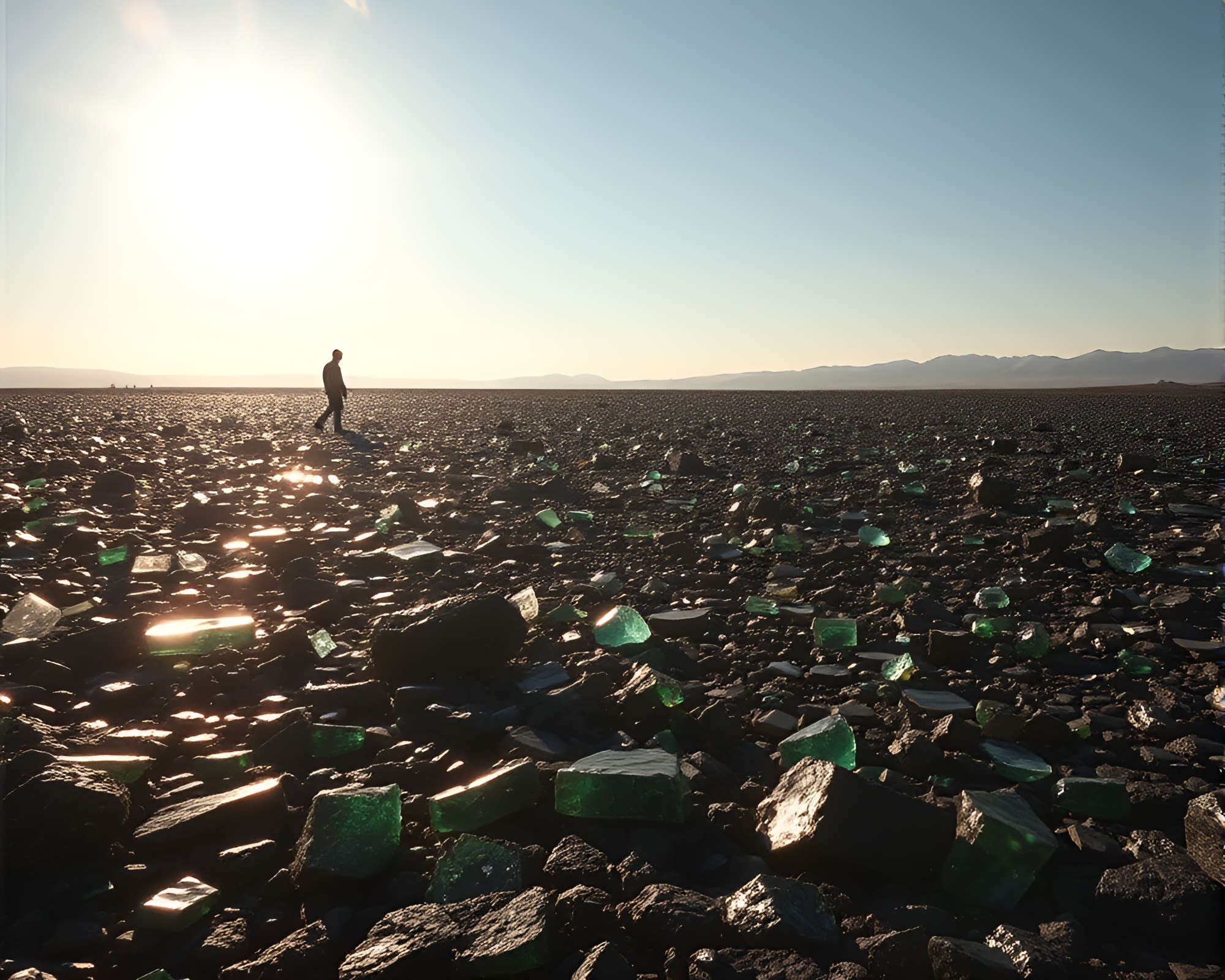 Glistening Obsidian Plain: a Mesmerizing Mystical Landscape – free AI stock image