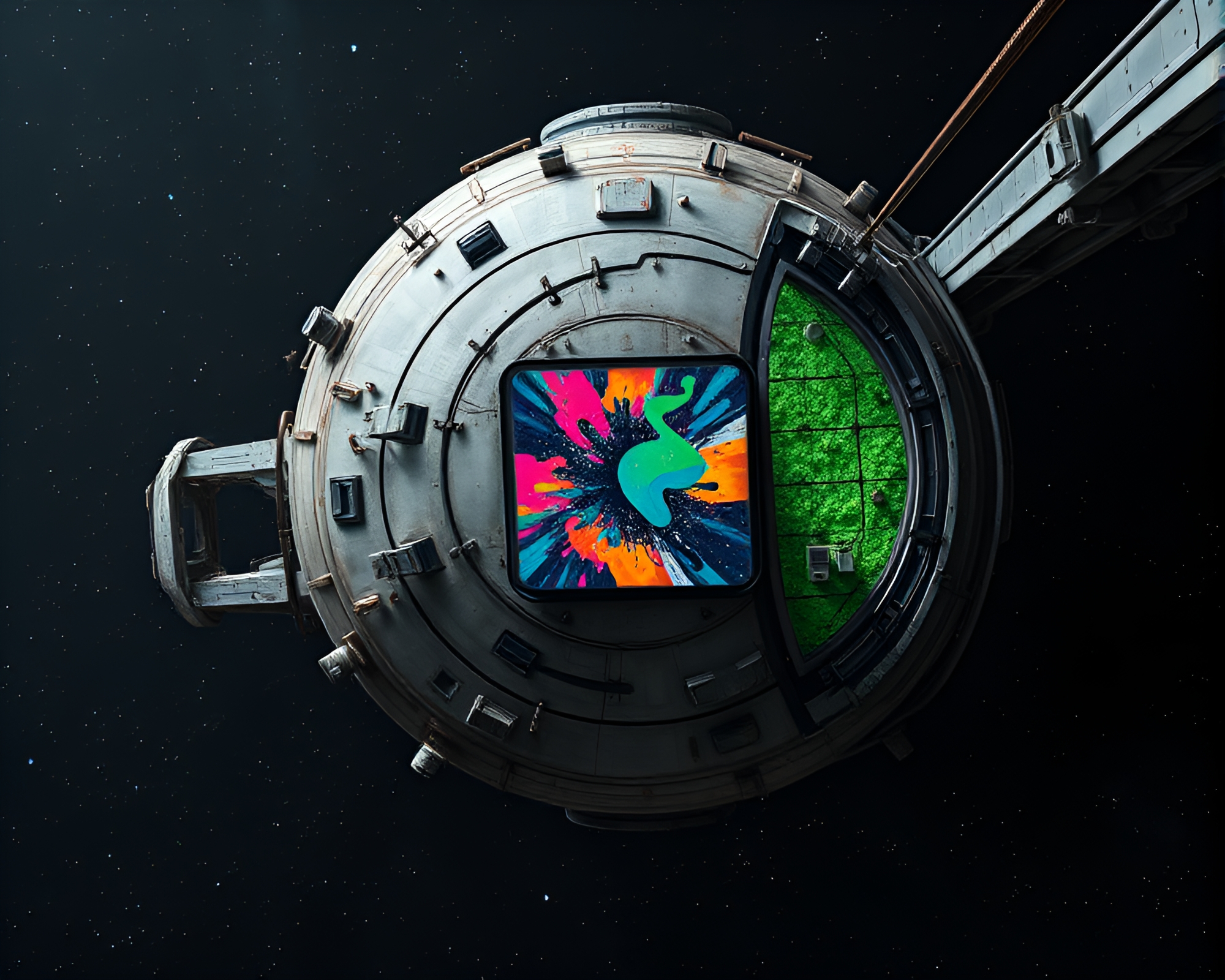 Eerie Abandoned Space Station: Abstract Art Masterpiece – free AI stock image
