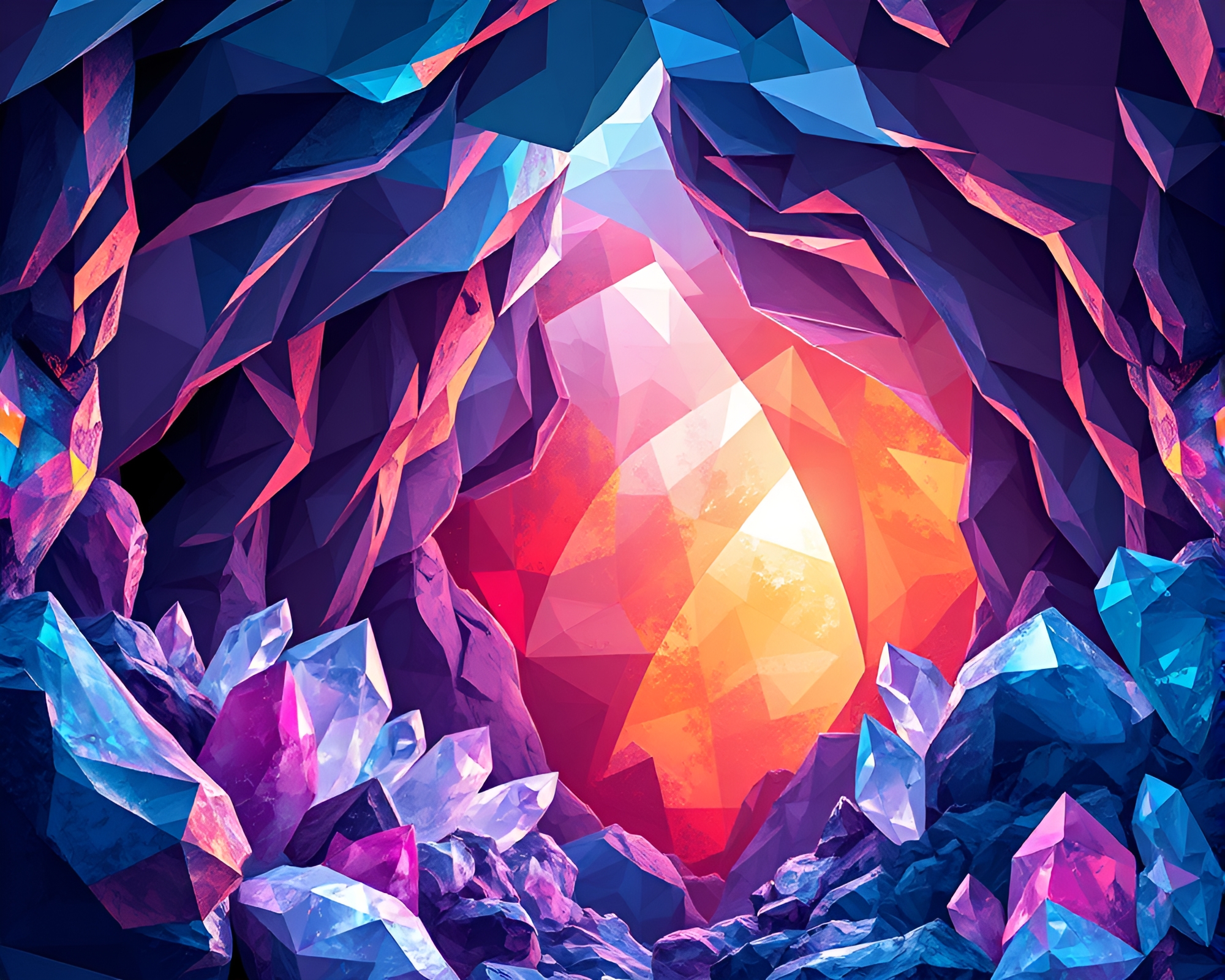 Mesmerizing Crystalline Cavern with Cubist Influences – free AI stock image