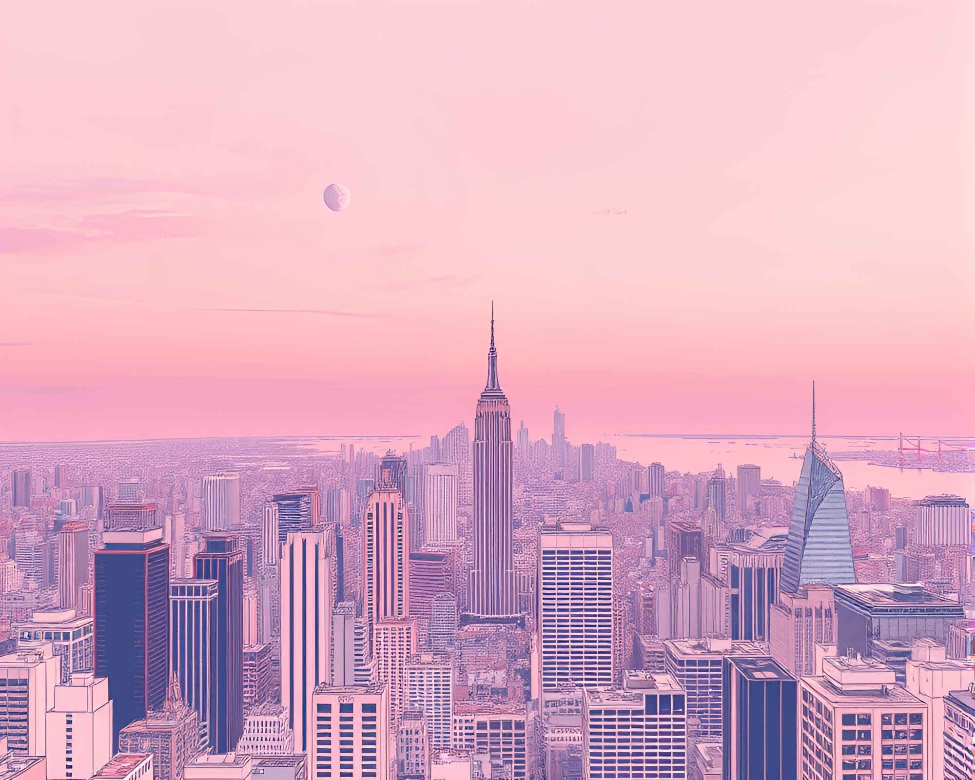 Bustling Metropolis Beneath Pastel Skyline – free AI stock image