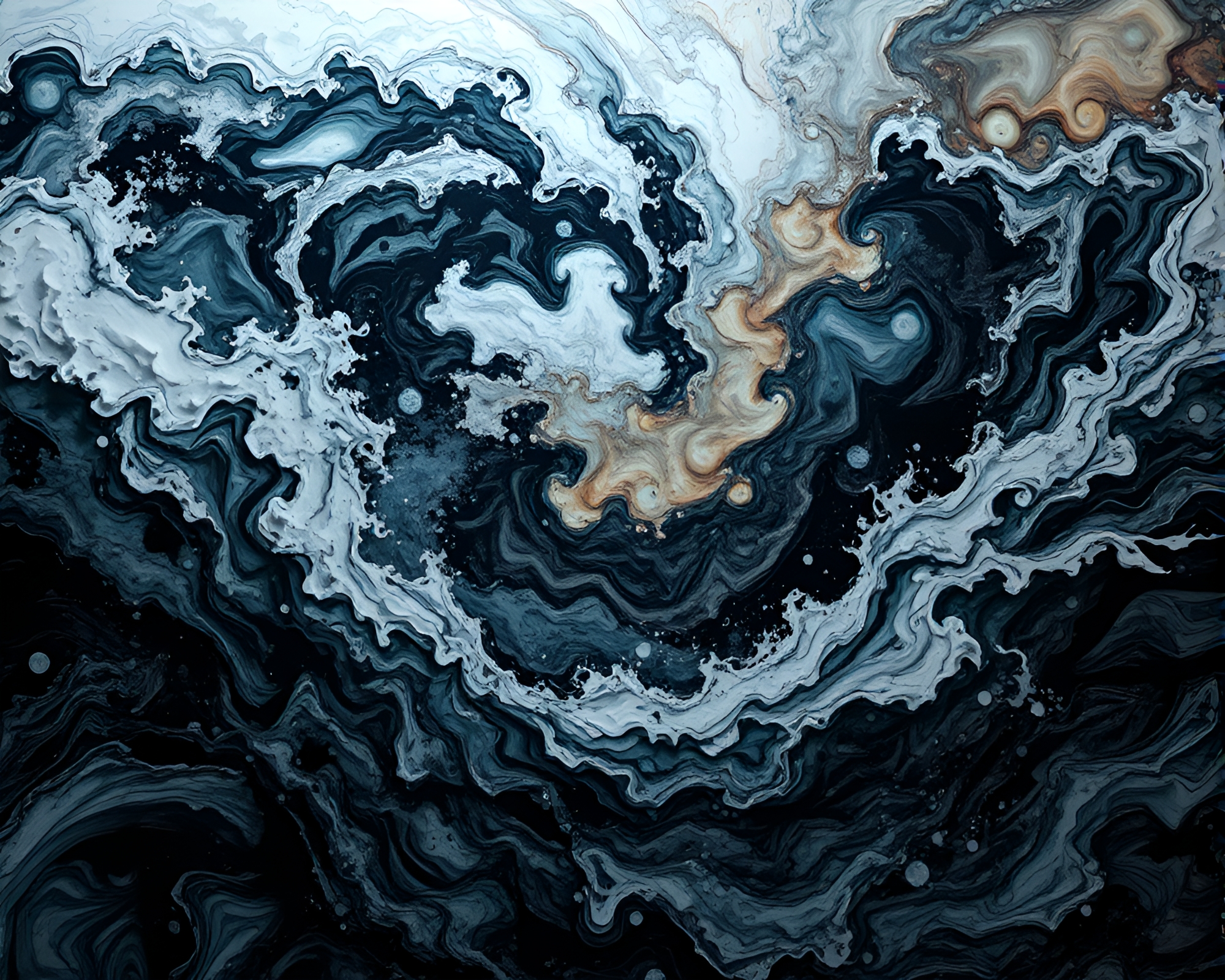 Apocalyptic Ink Ocean Swirling Macro Photography – free AI stock image