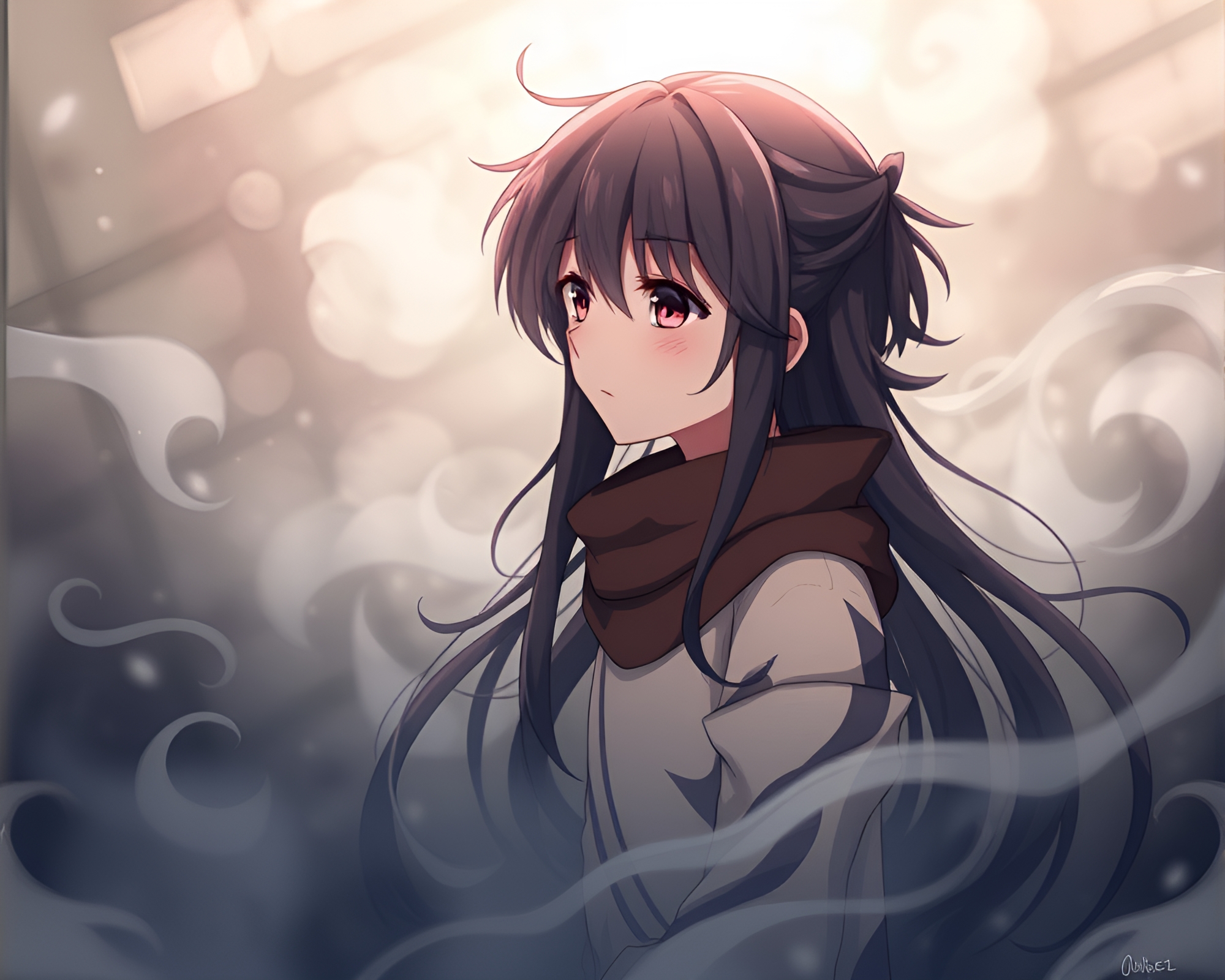 Ethereal Anime Character Lost in Melancholic Thoughts – free AI stock image