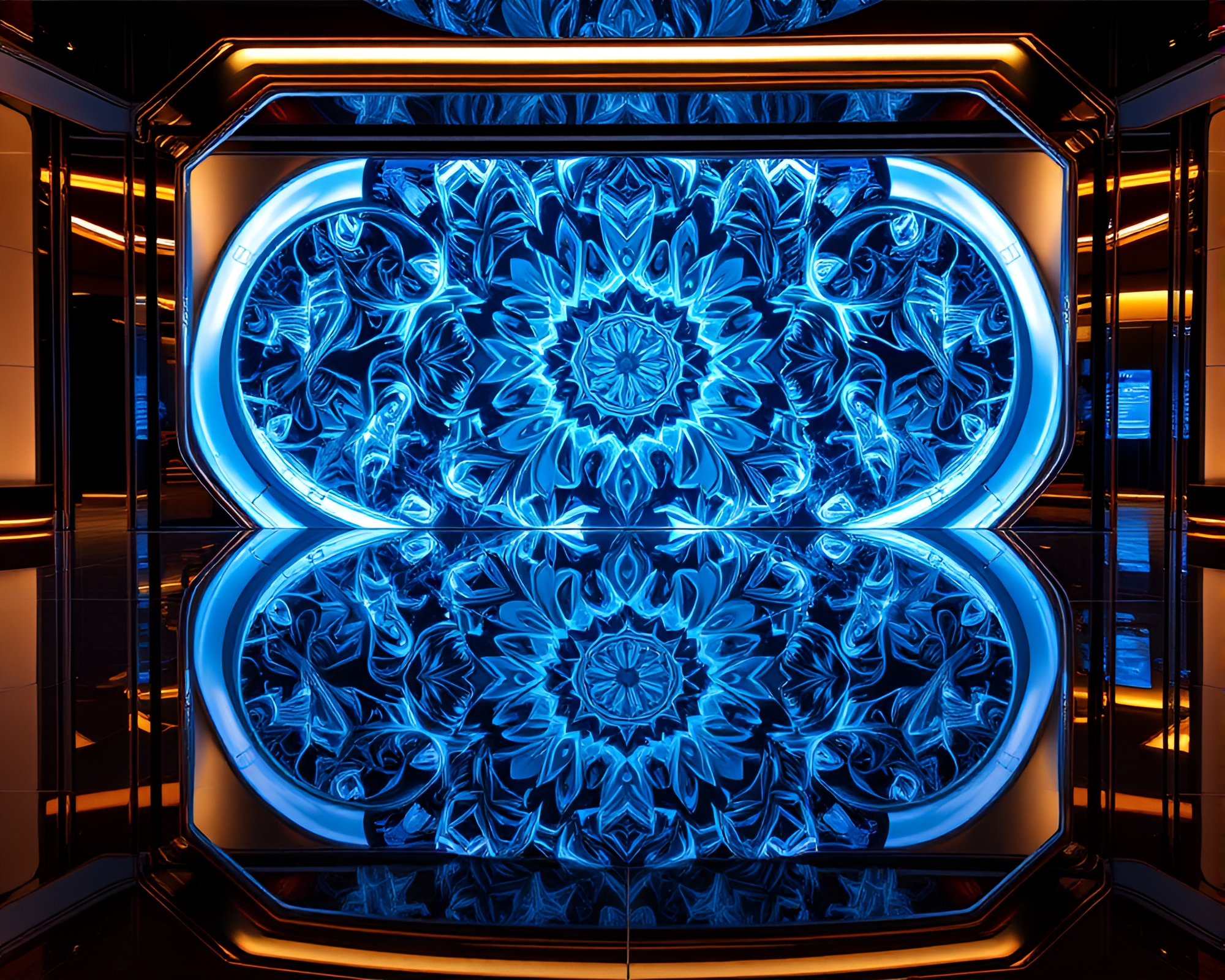Elegant Fractal Geometry Designs in Art Deco Setting – free AI stock image