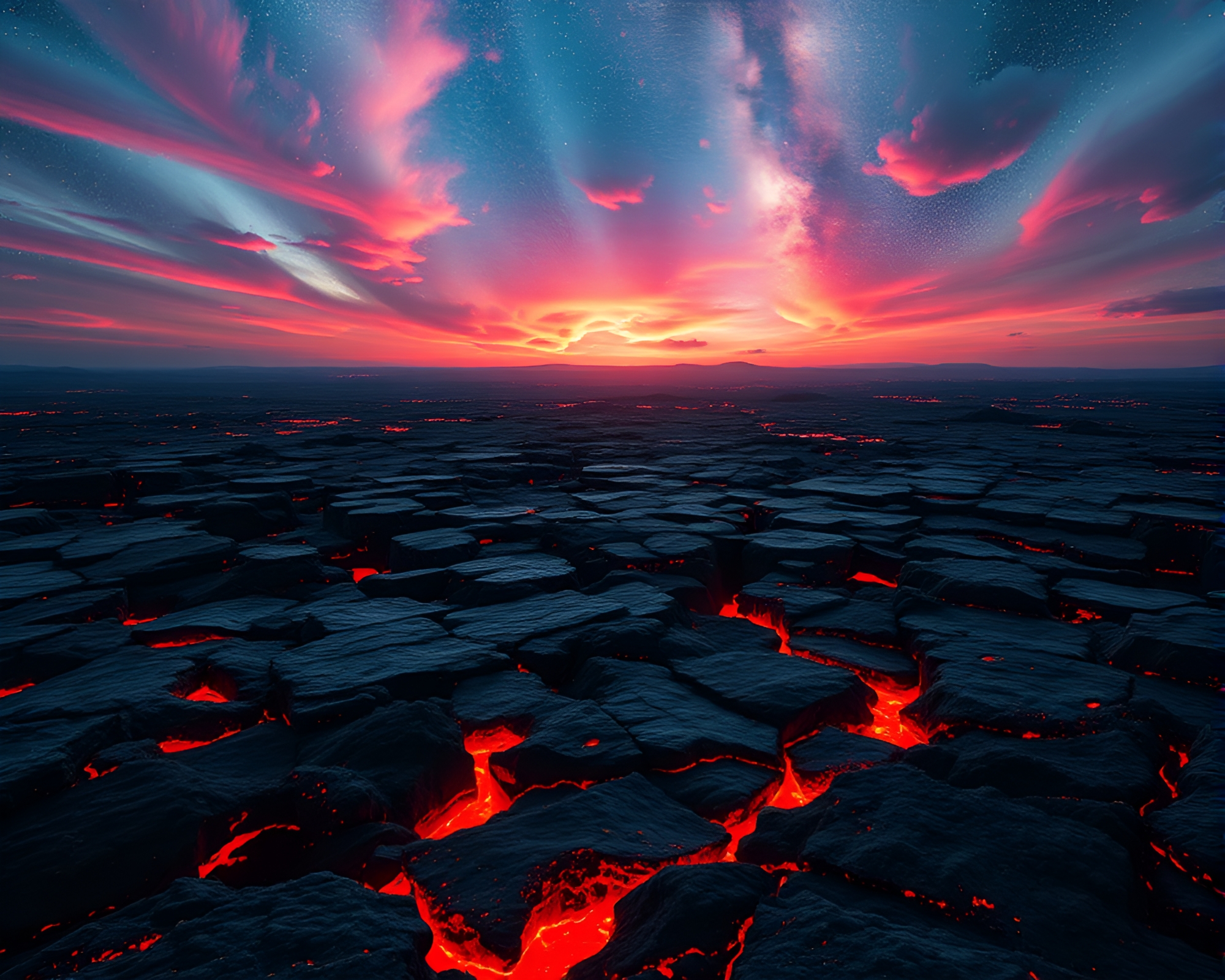 Mesmerizing Cosmic Photomontage of Volcanic Glass Plains – free AI stock image