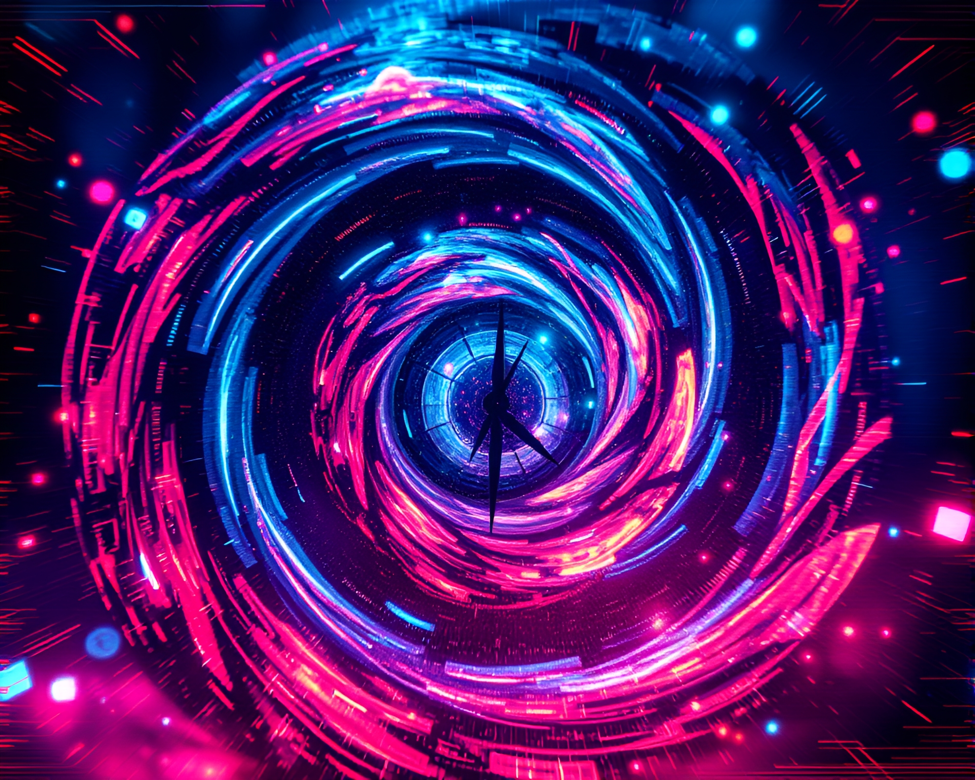 Otherworldly Cosmic Clock in Glitchy Digital Realm – free AI stock image
