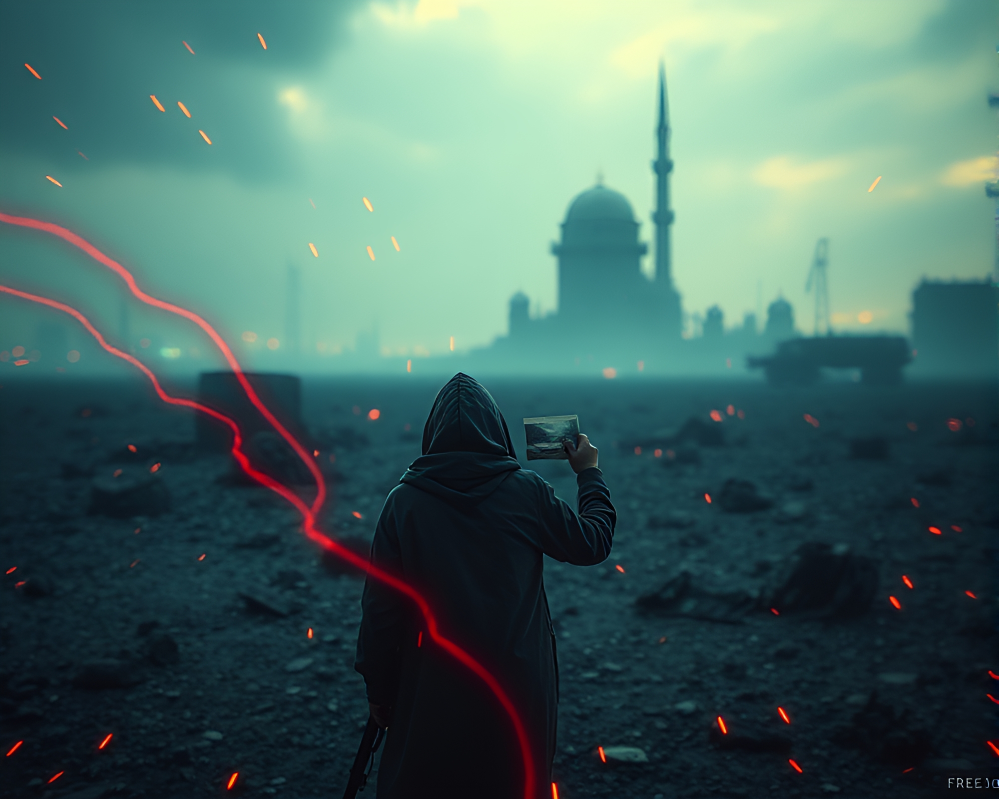 Pixelated Apocalypse: Lost in Desolate Ruins – free AI stock image