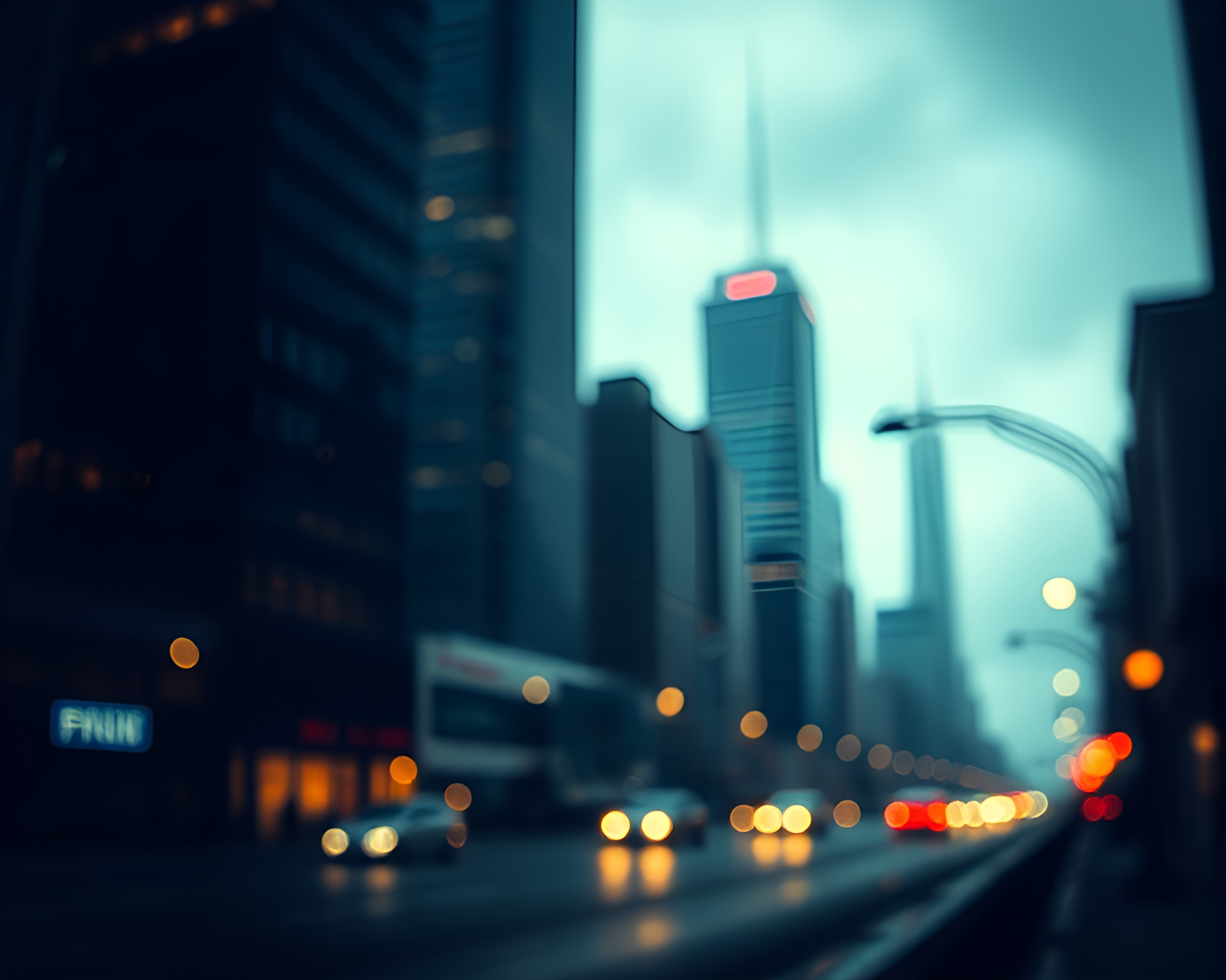 Impressionistic Cityscape: Capturing Time in Urban Solitude – free AI stock image
