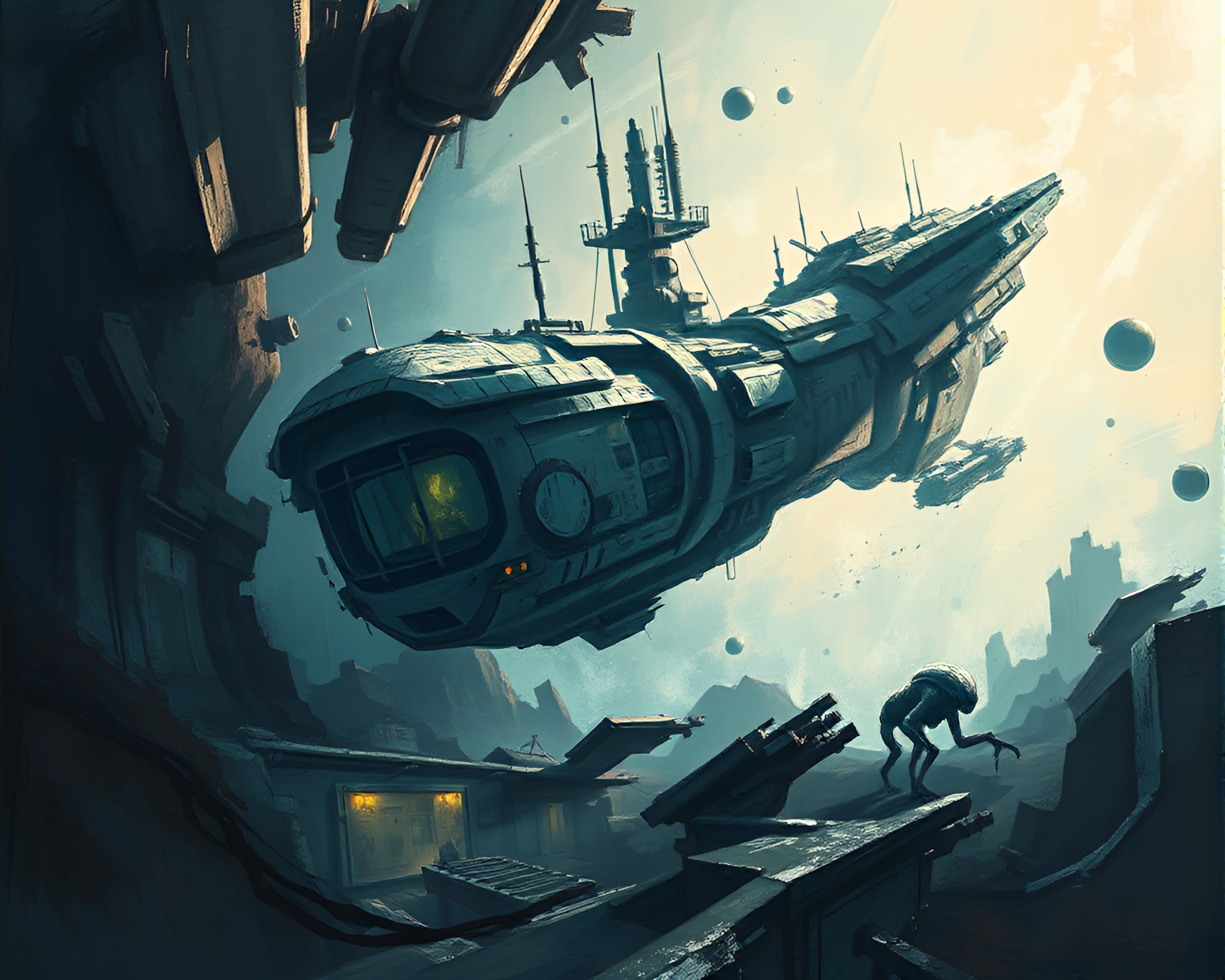 Futuristic Abandoned Space Station in Ethereal Space – free AI stock image