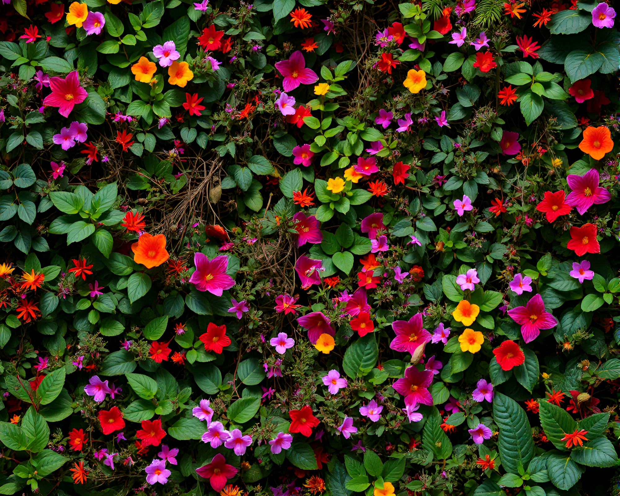 Lush Botanical Overgrowth: Captivating Collage of Nature’s Beauty – free AI stock image