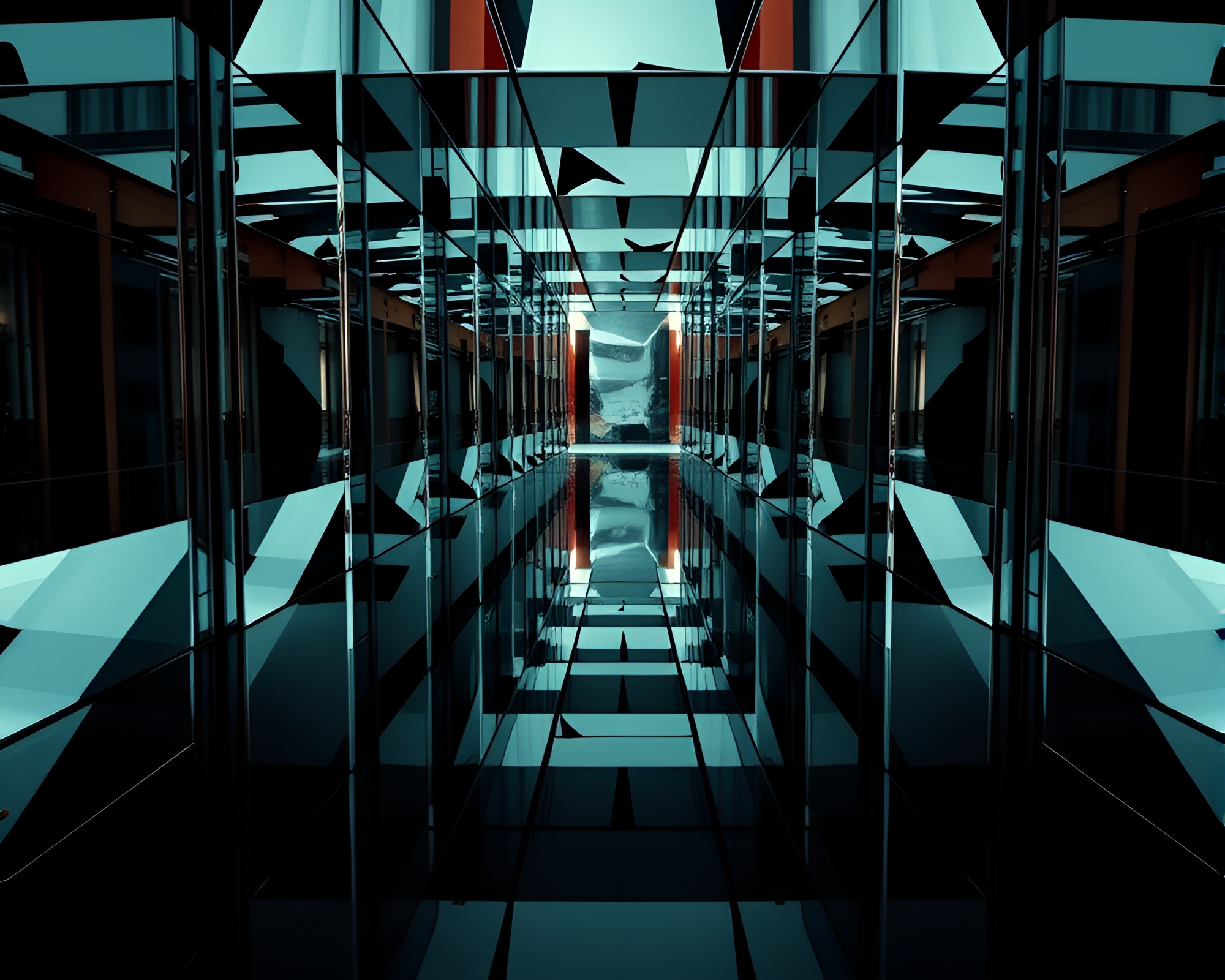 Cubist Mirror Labyrinth: An Intriguing Spatial Exploration – free AI stock image
