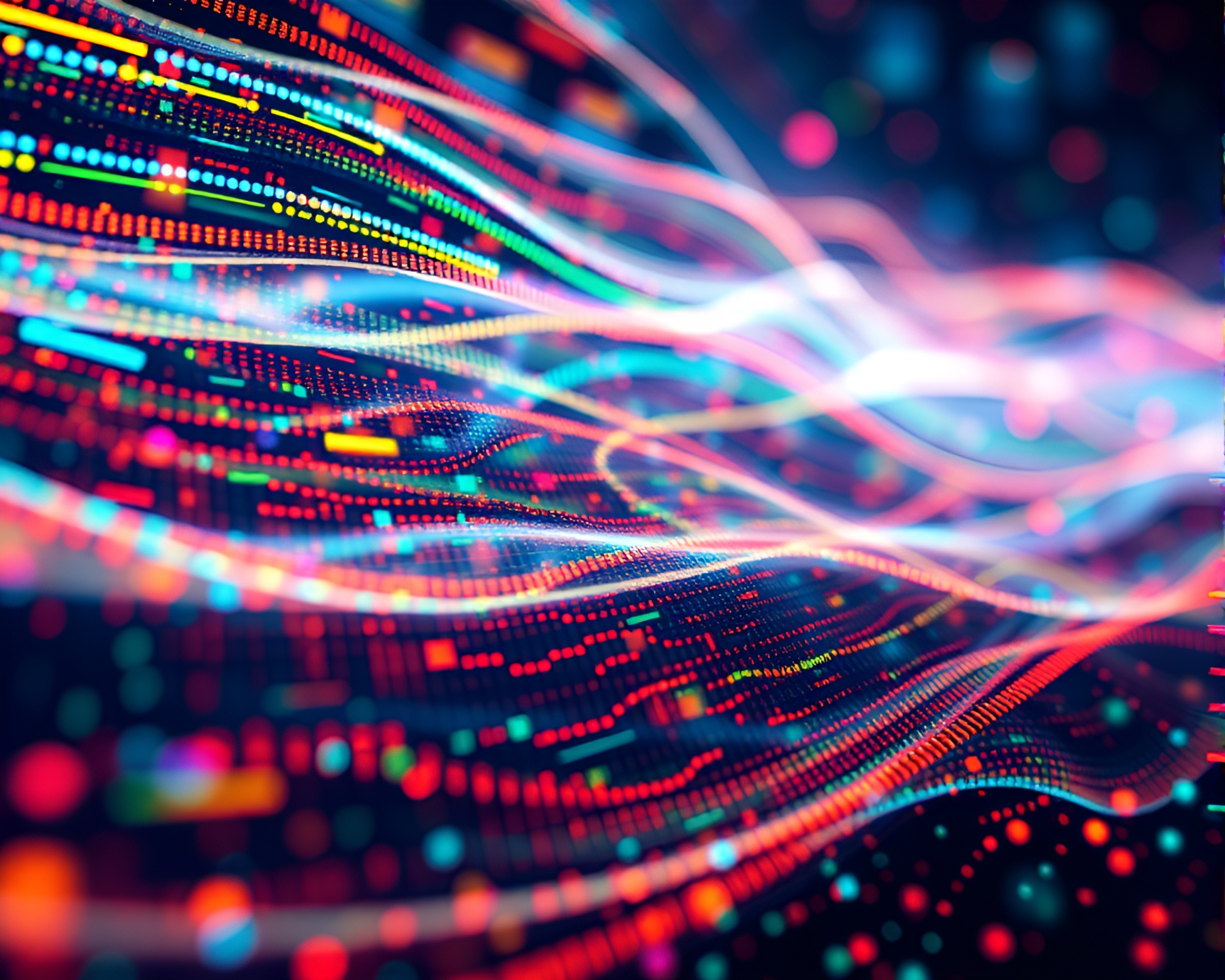 Mesmerizing Neon Data Stream in Abstract Futuristic Artwork – free AI stock image