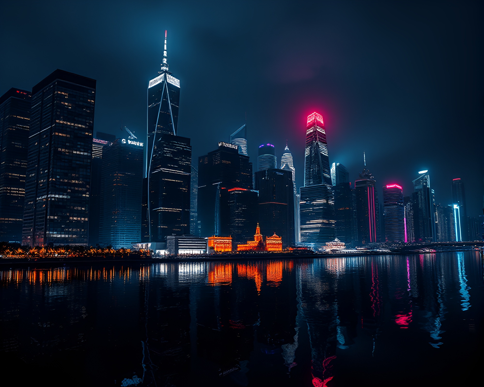 Captivating Cityscape: Noir Night Lights – free AI stock image