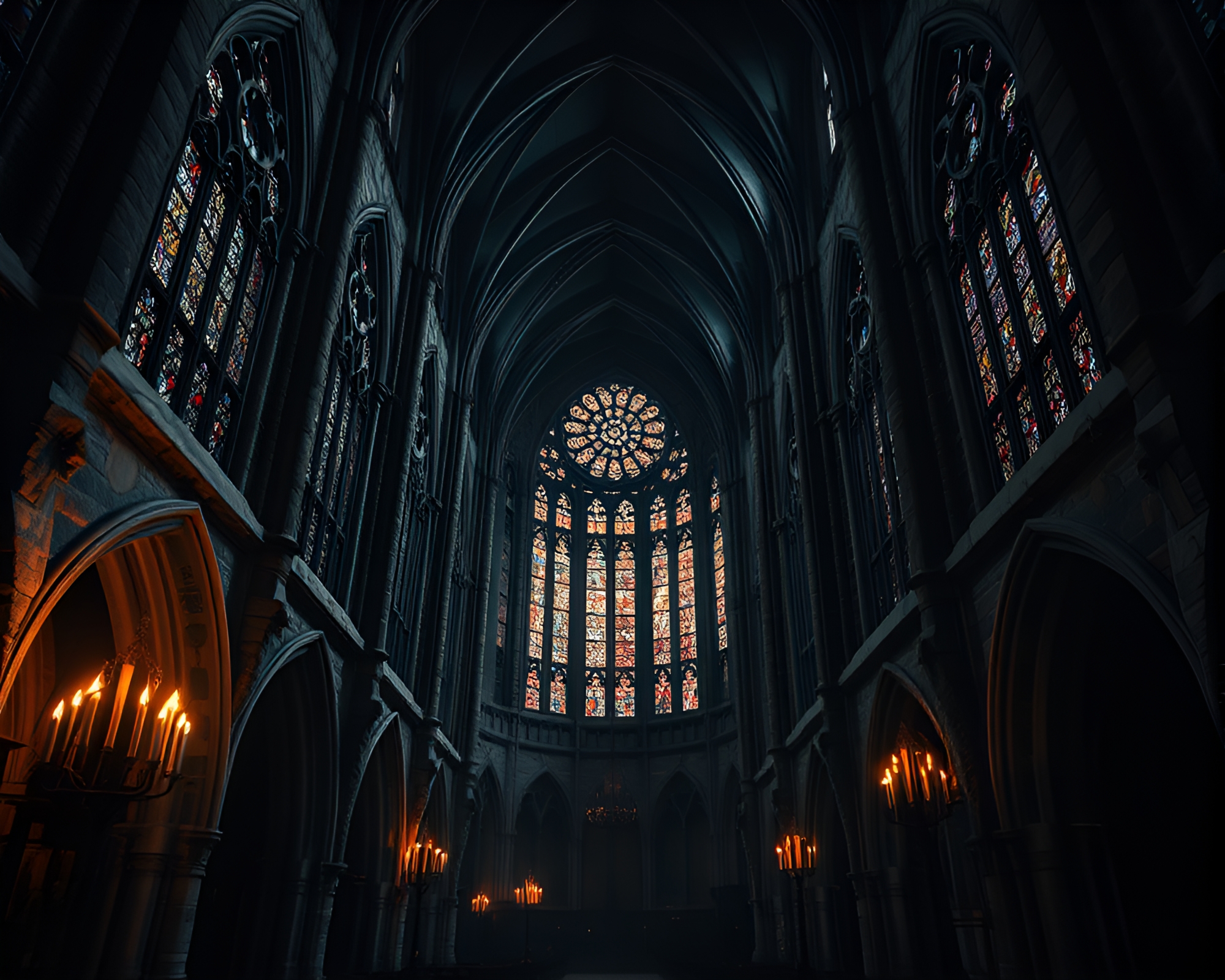 Ethereal Gothic Cathedral Interior Evokes Ancient Mystery – free AI stock image
