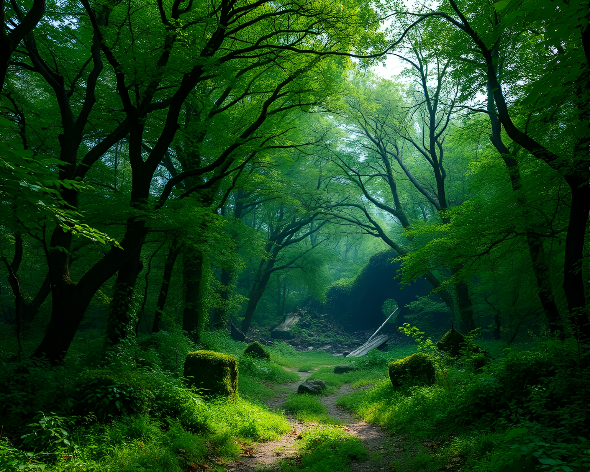 Emerald Canopy Portrays Beauty Amid Apocalyptic Chaos – free AI stock image