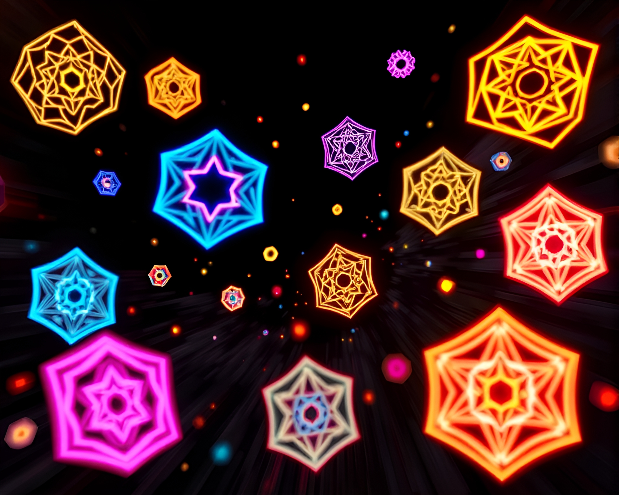Vibrant Geometric Shapes in Kinetic Motion Free Image – free AI stock image