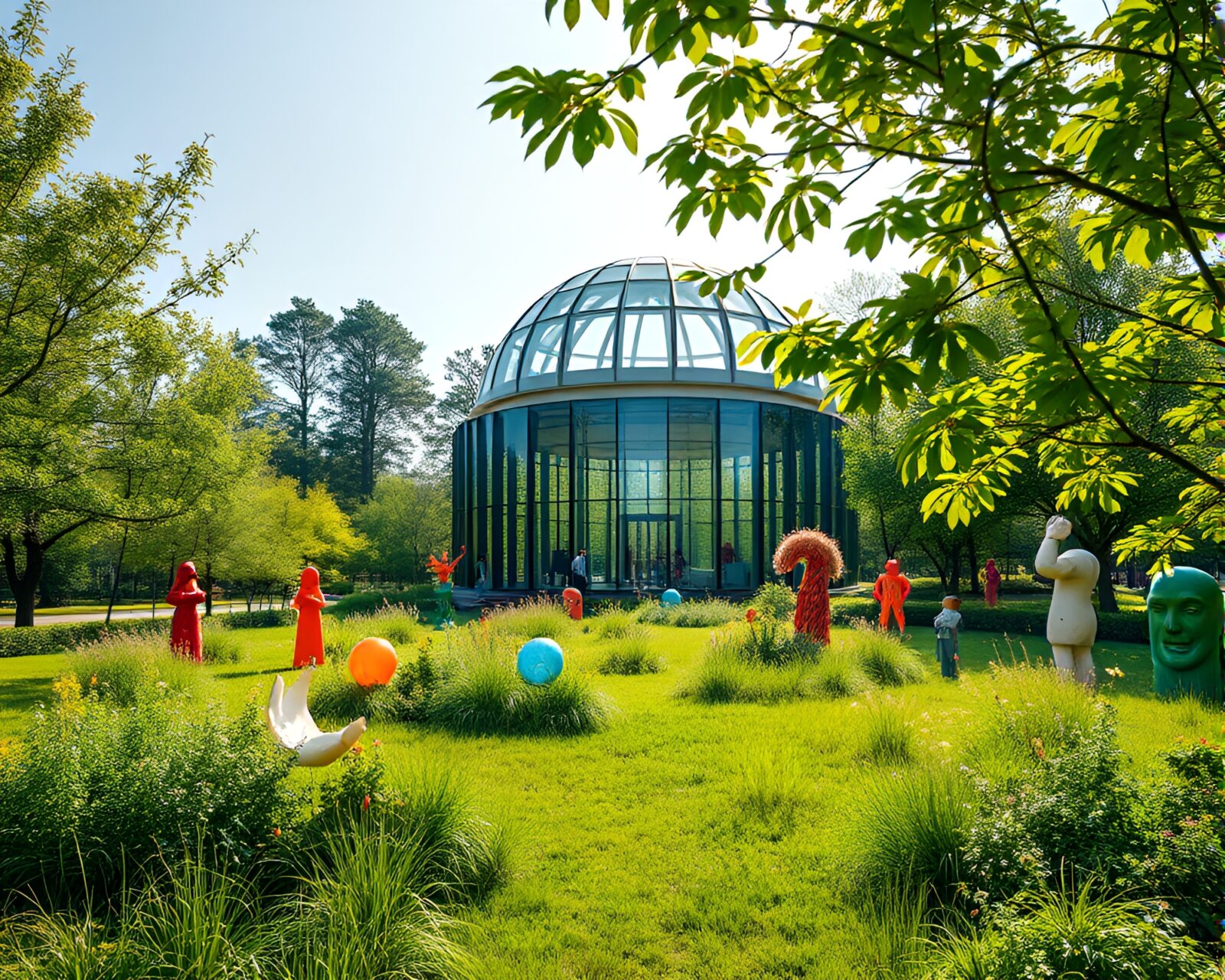 Modern art observatory with vibrant colors under sunlight