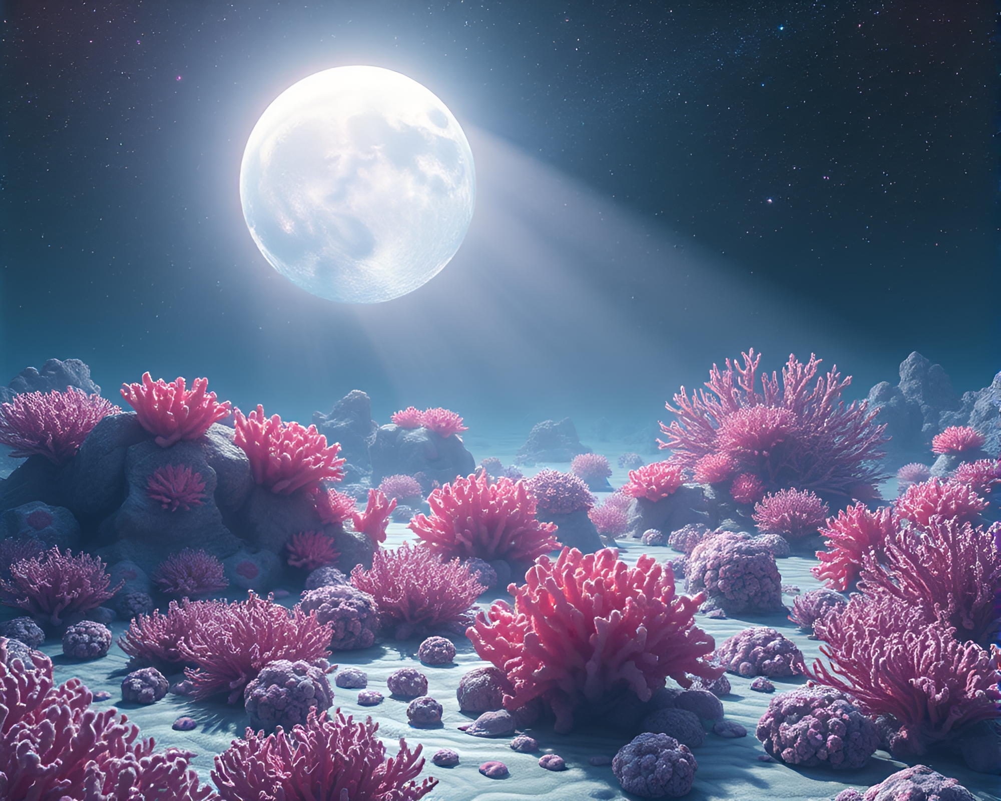 Enchanting Alien Coral Forest in Surreal Sci-Fi Scene – free AI stock image