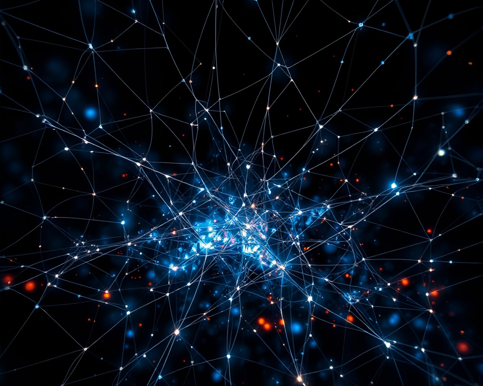 Surreal collage of quantum entanglement theory in vibrant colors