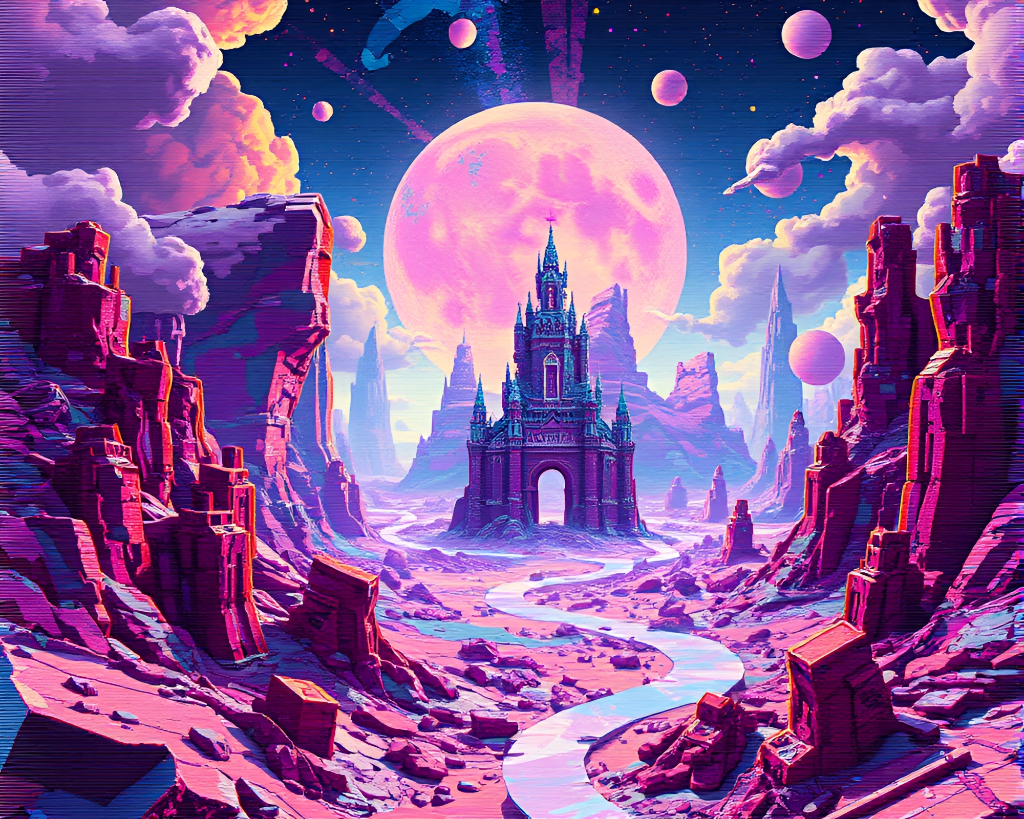 Surreal Glitch Art: Chaotic Dreamworld in 3D Realm – free AI stock image