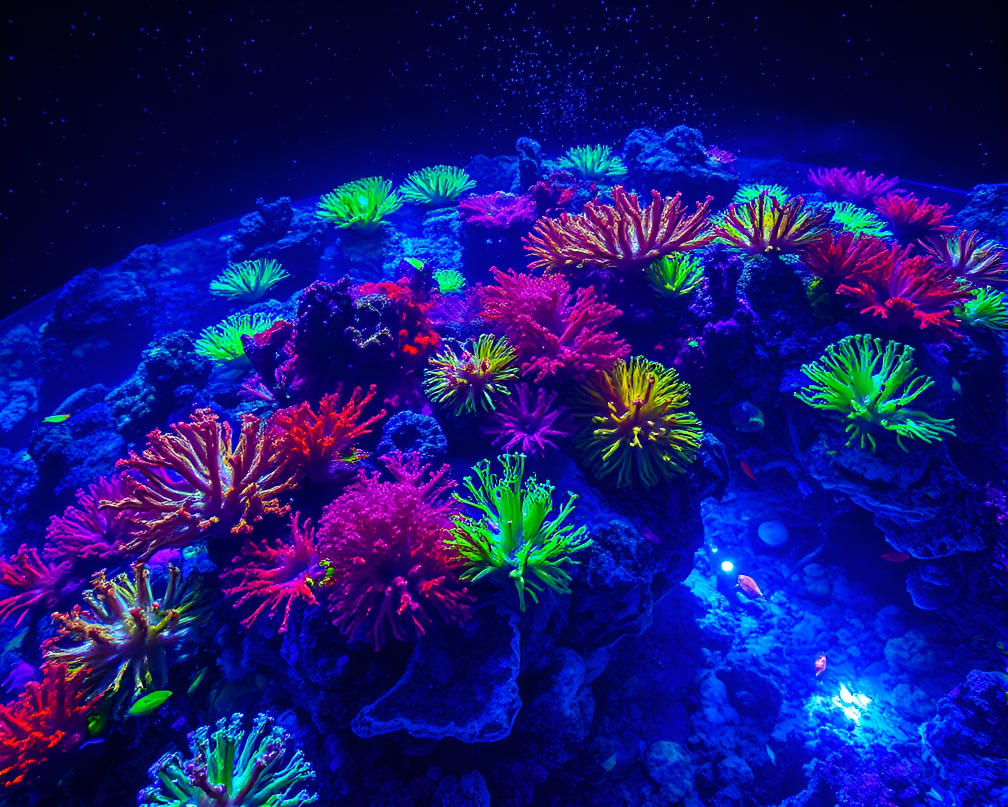 Enchanting Bioluminescent Coral Reef Underwater Wonderland – free AI stock image