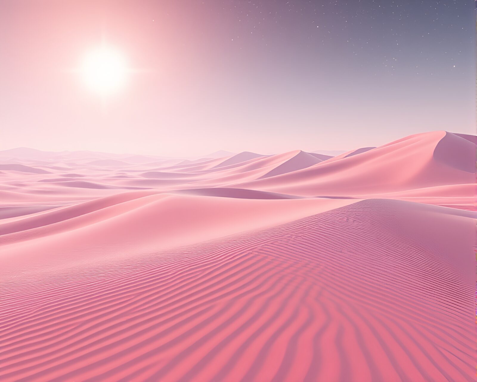Surreal coral sand dunes with ethereal lighting in 3D