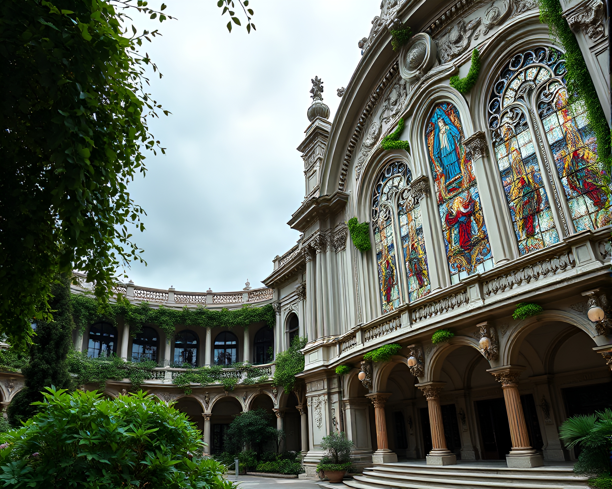 Majestic Phantom Opera House Embraced by Nature – free AI stock image