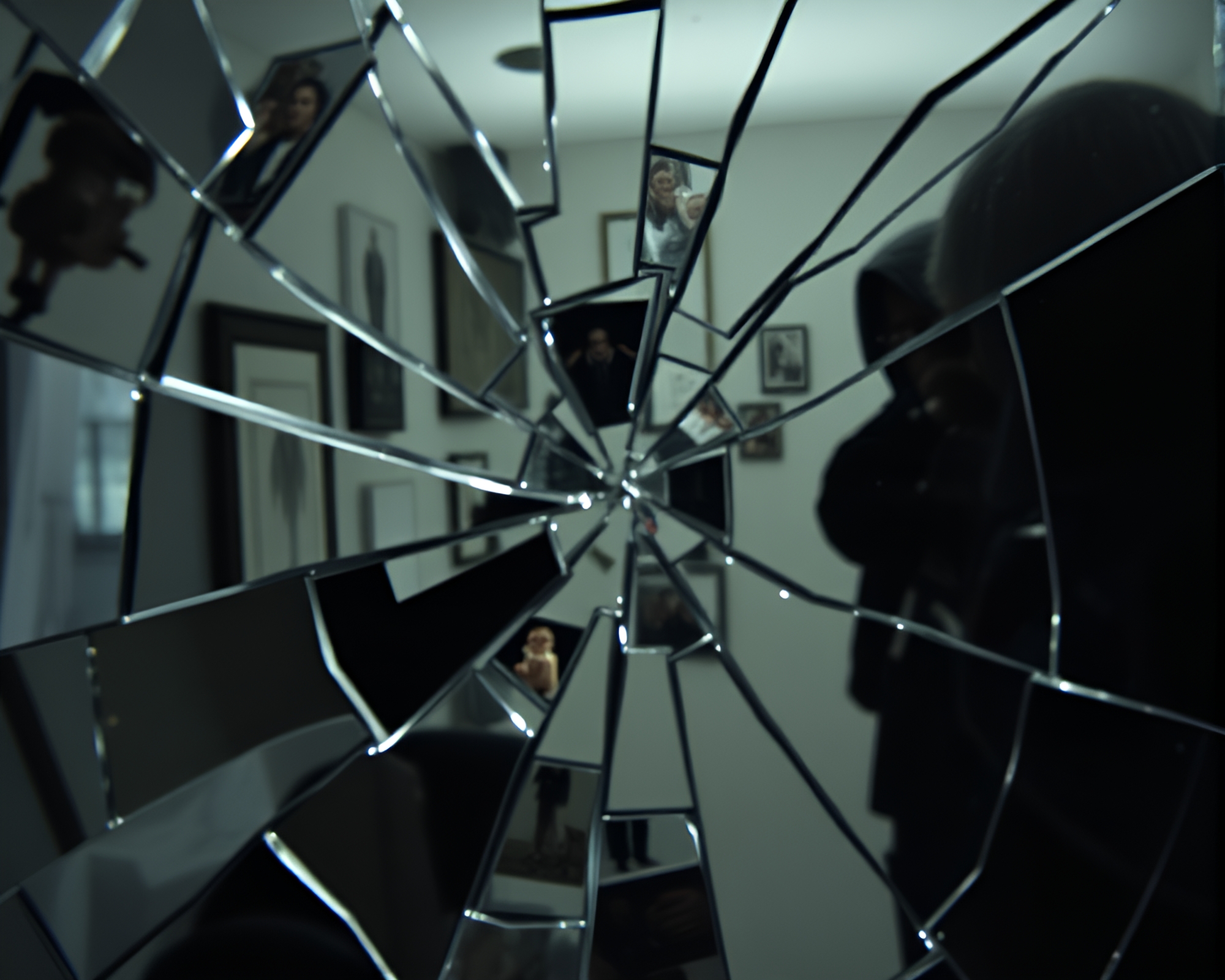 Fractured Reflections: Shattered Mirror Collage – free AI stock image