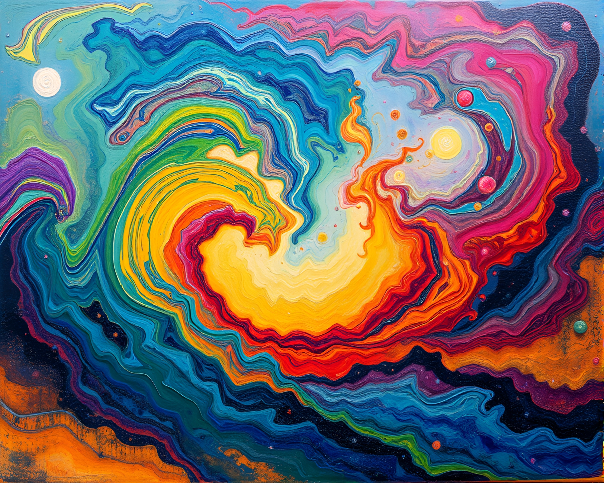 Surreal Acrylic Painting: Swirling Sky Dreamscapes – free AI stock image
