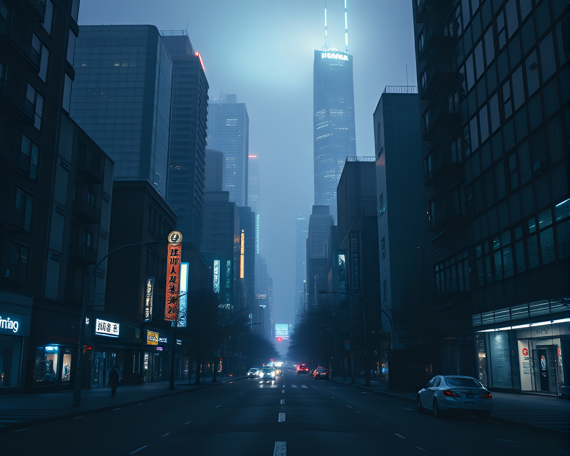 Surreal Bioluminescent Urban Skylines: A Nighttime Spectacle – free AI stock image