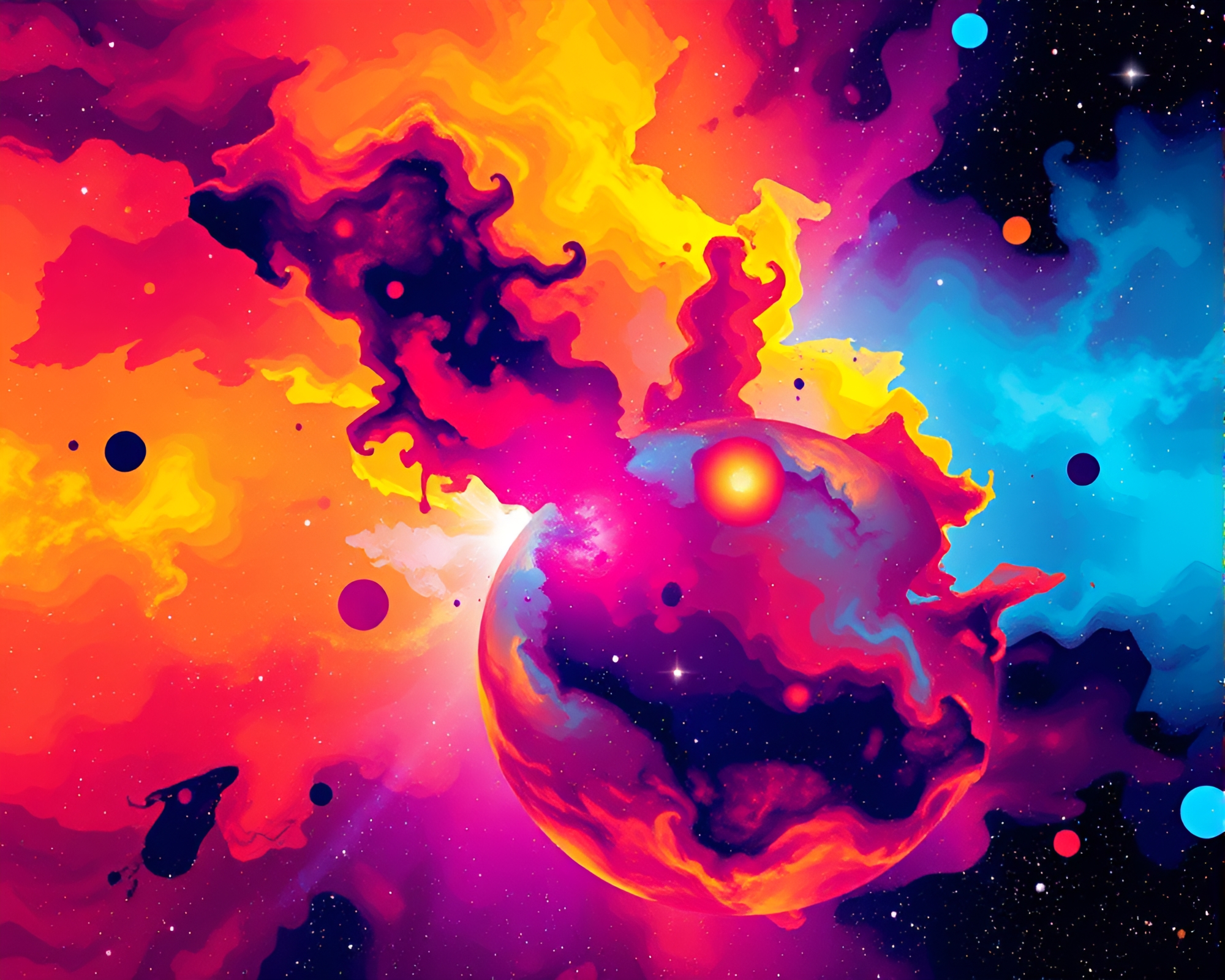 Vibrant Pop Art Cosmic Nebula Display – free AI stock image
