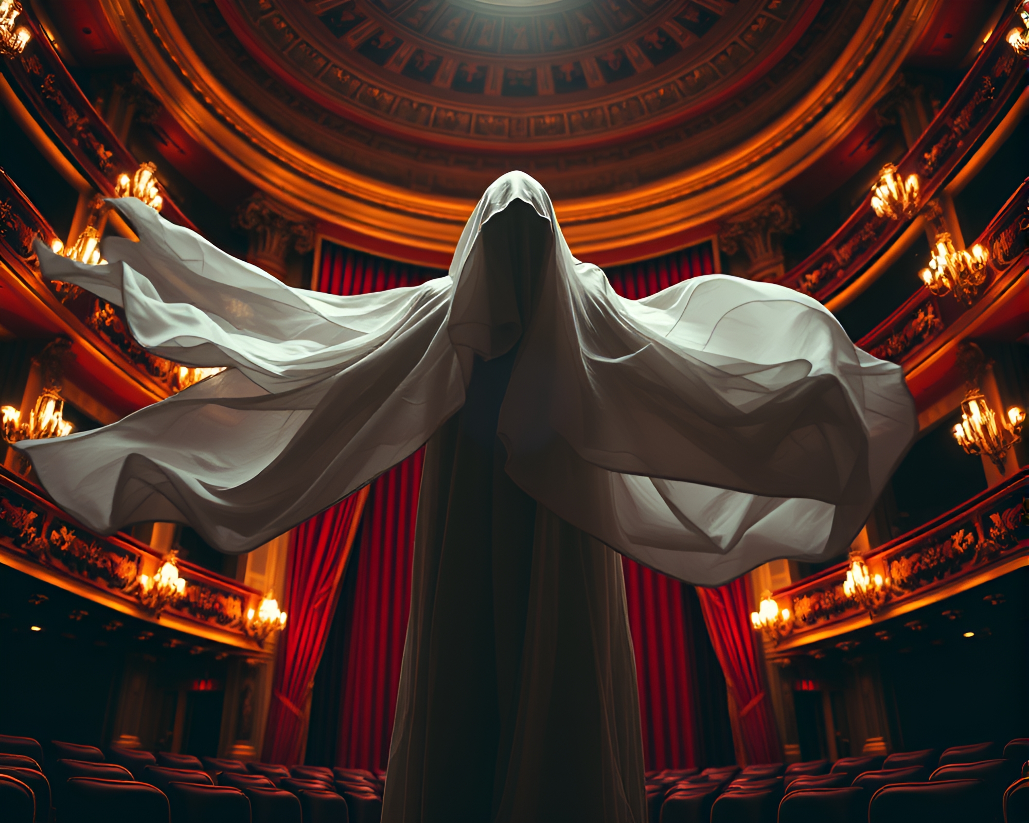 Ethereal Phantom in Opera House Stuns Audience with Elegance – free AI stock image