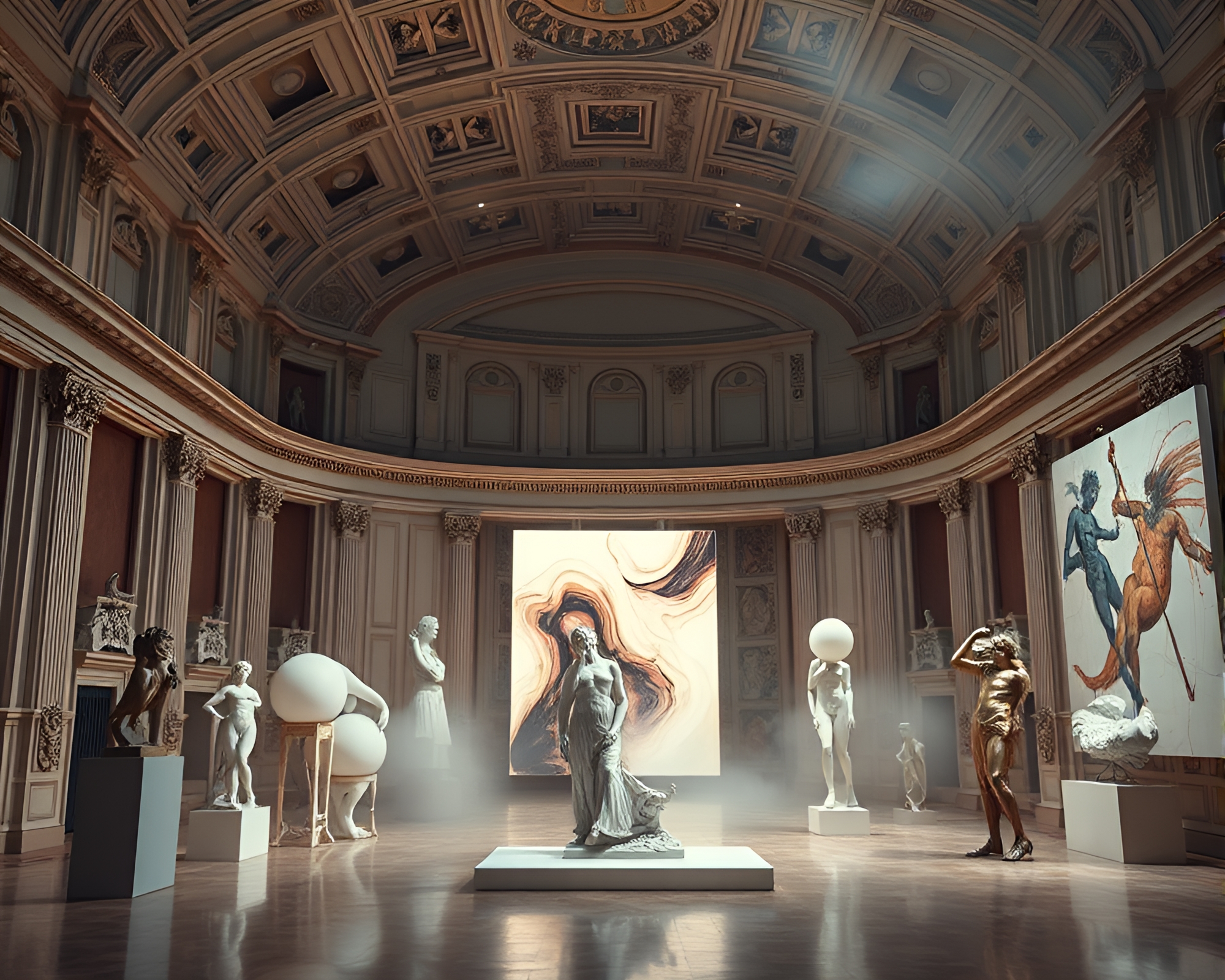 Surreal Contemporary Art Installation in Opera House – free AI stock image