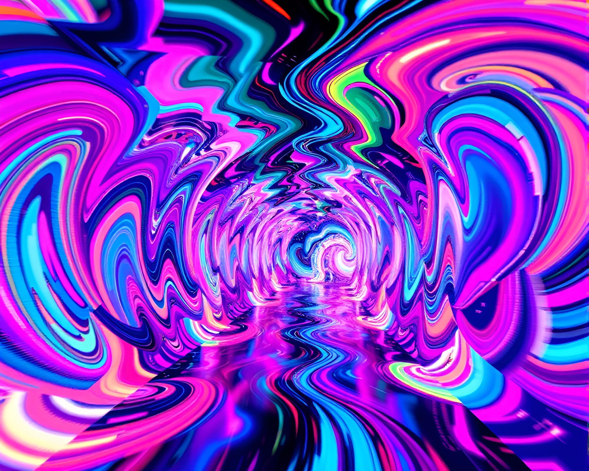 Mesmerizing Time-Warp Kaleidoscope Glitch Art Dance – free AI stock image