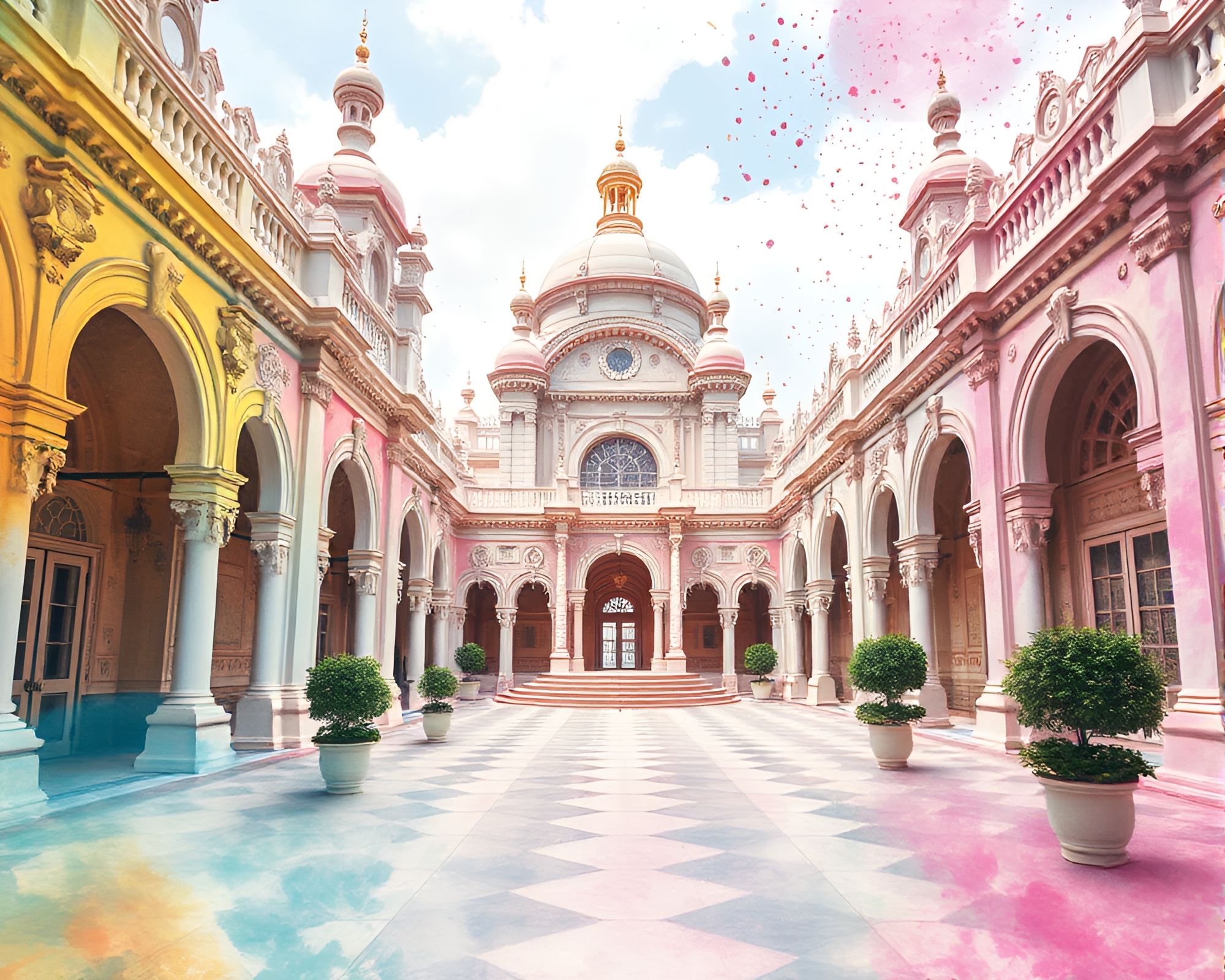 Intricate Memory Palace: Dreamy Chaos in Pastel – free AI stock image