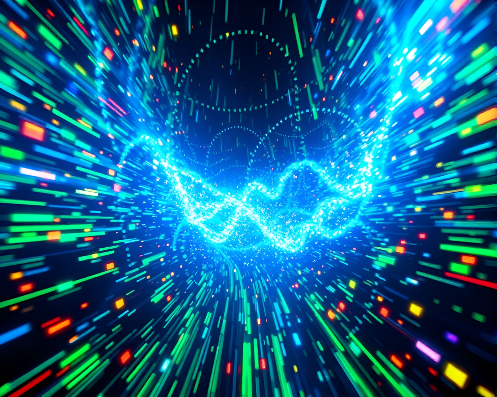 Mesmerizing Digital Data Stream with Vibrant Glowing Energy – free AI stock image