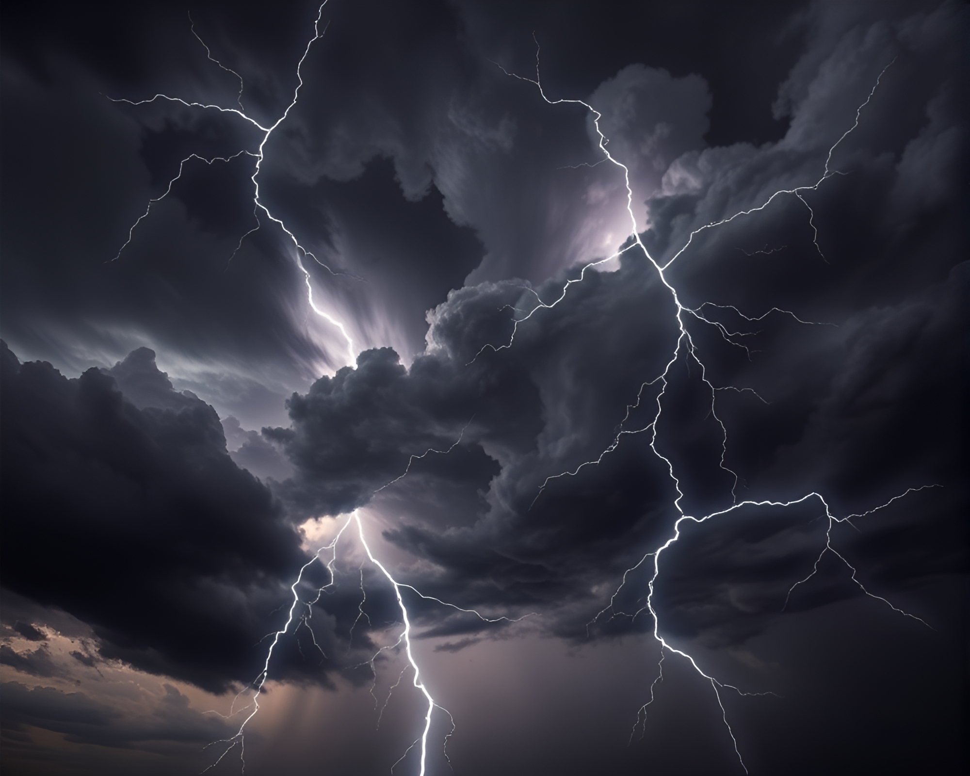 Menacing Collage: Dark Skies and Lightning Bolts – free AI stock image