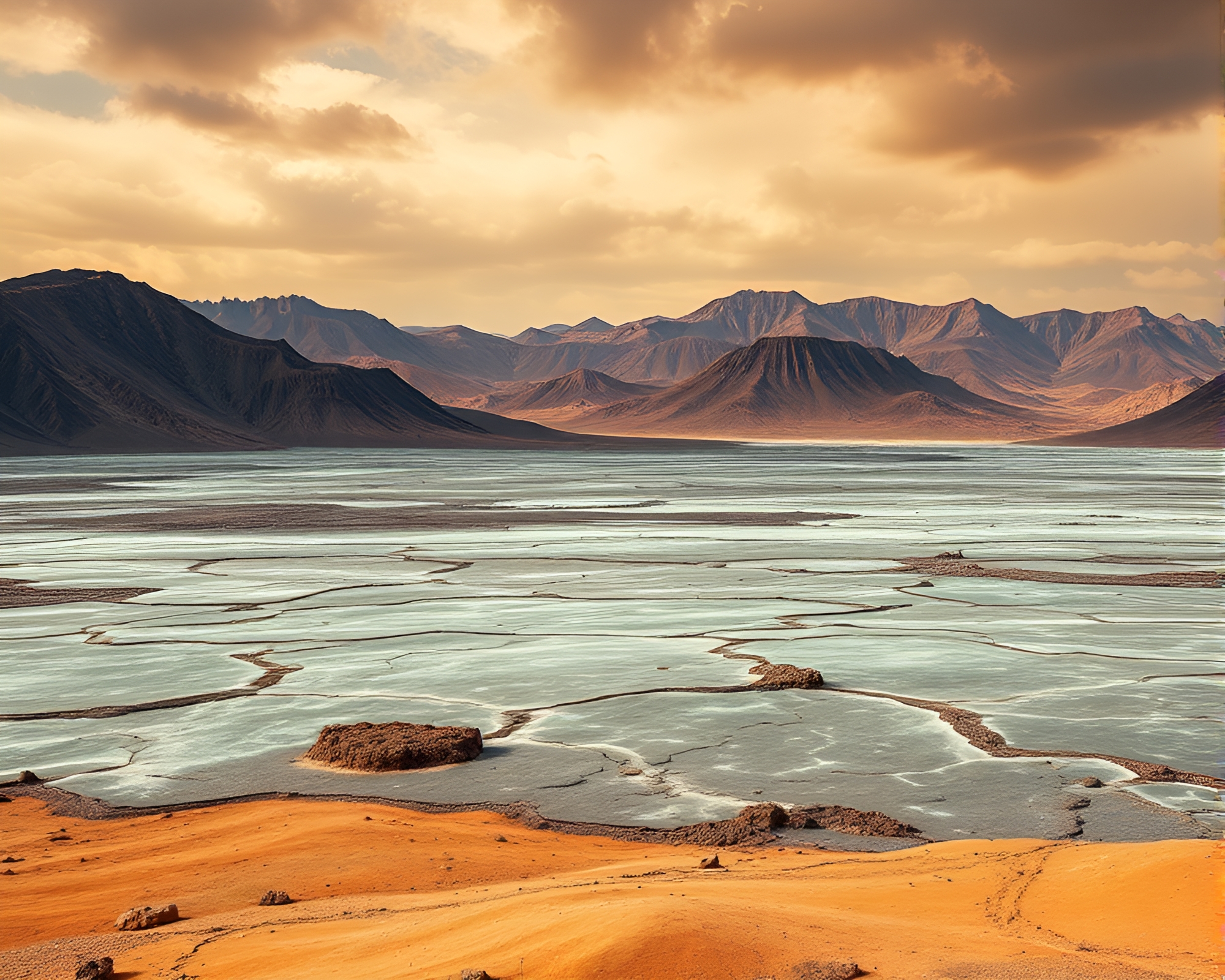 Enigmatic Volcanic Glass Plains Beneath Rustic Sky – free AI stock image