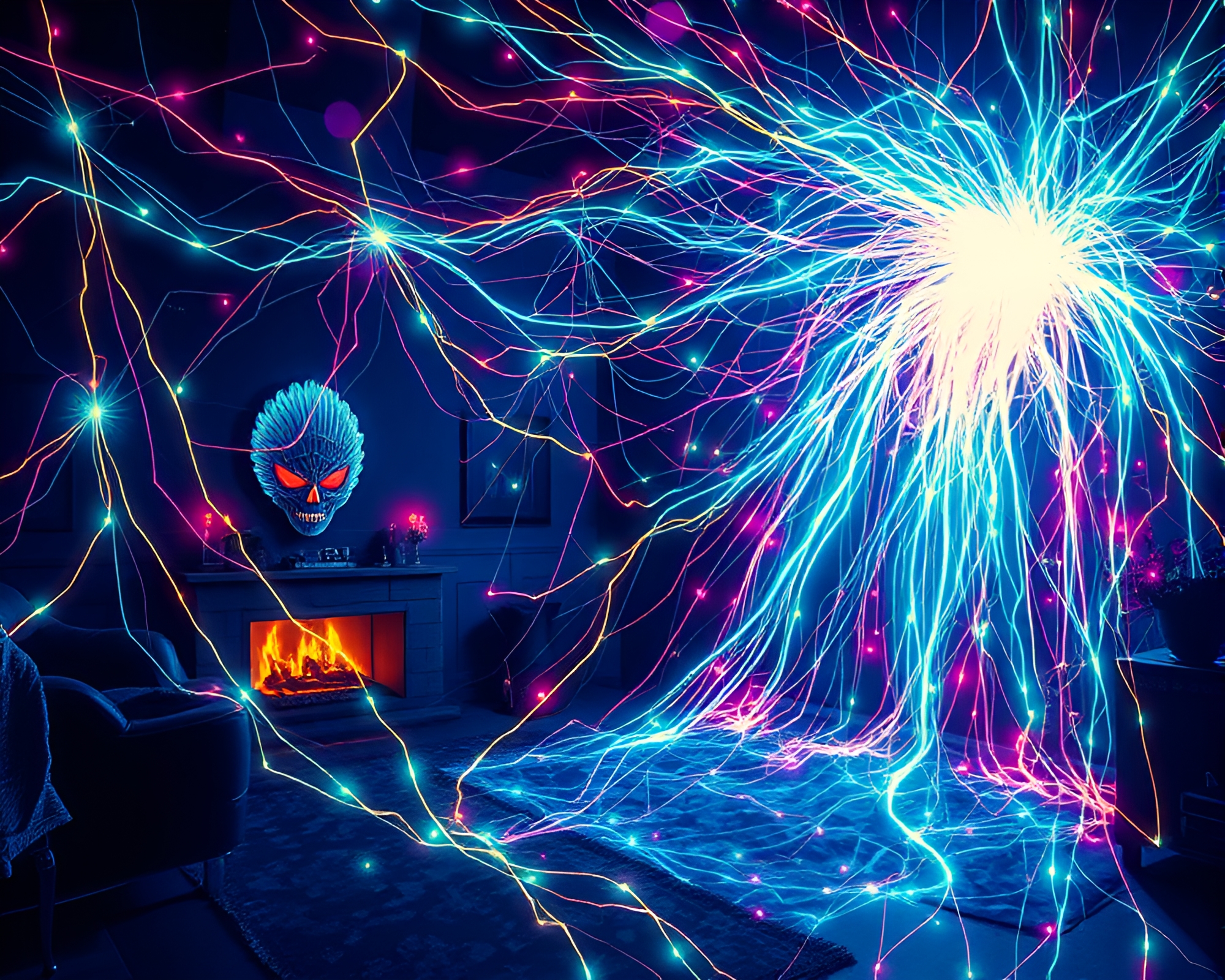 Ethereal Quantum Entanglement Web Glowing with Vibrant Colors – free AI stock image
