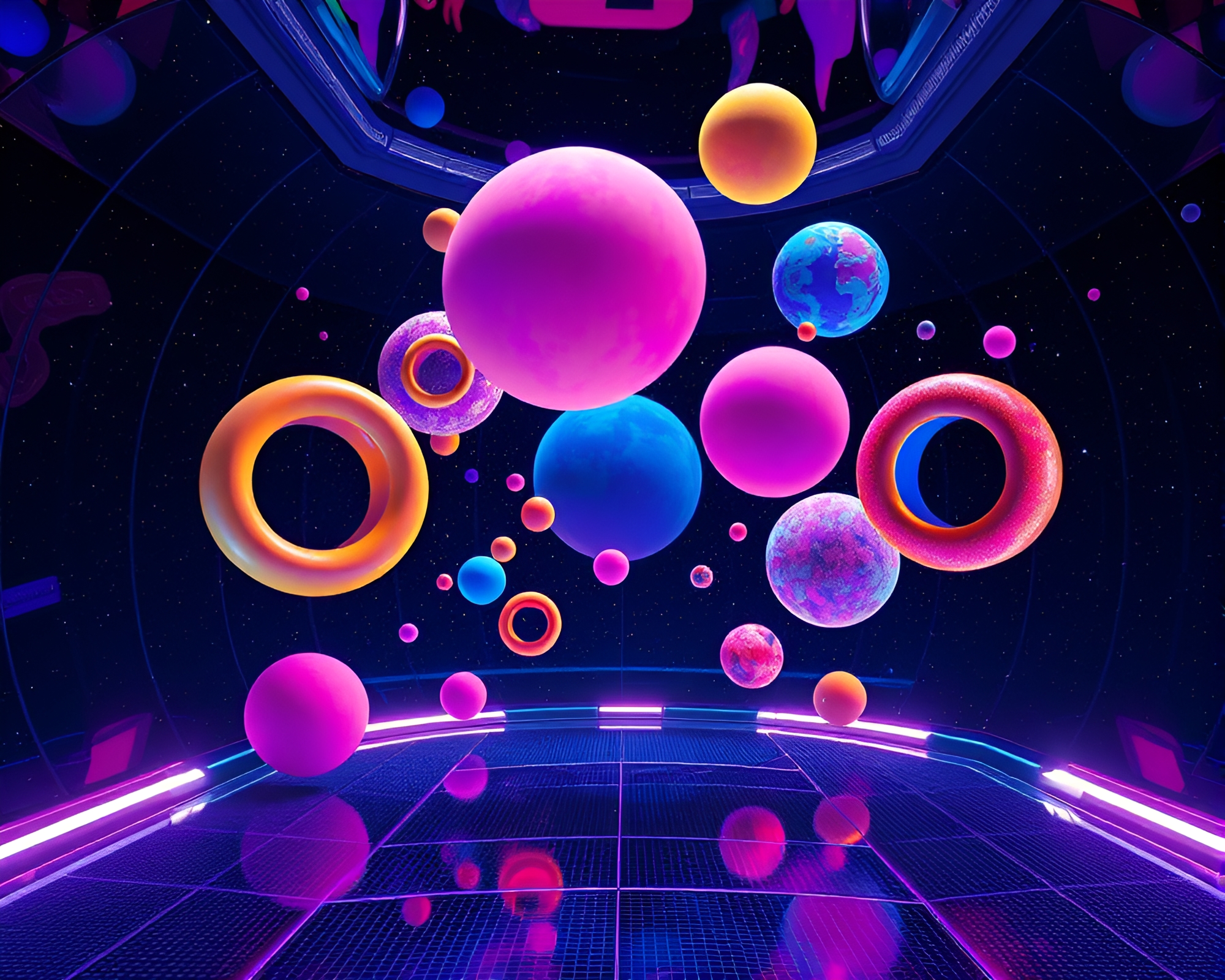Surreal Modern Art in Zero Gravity Space – free AI stock image