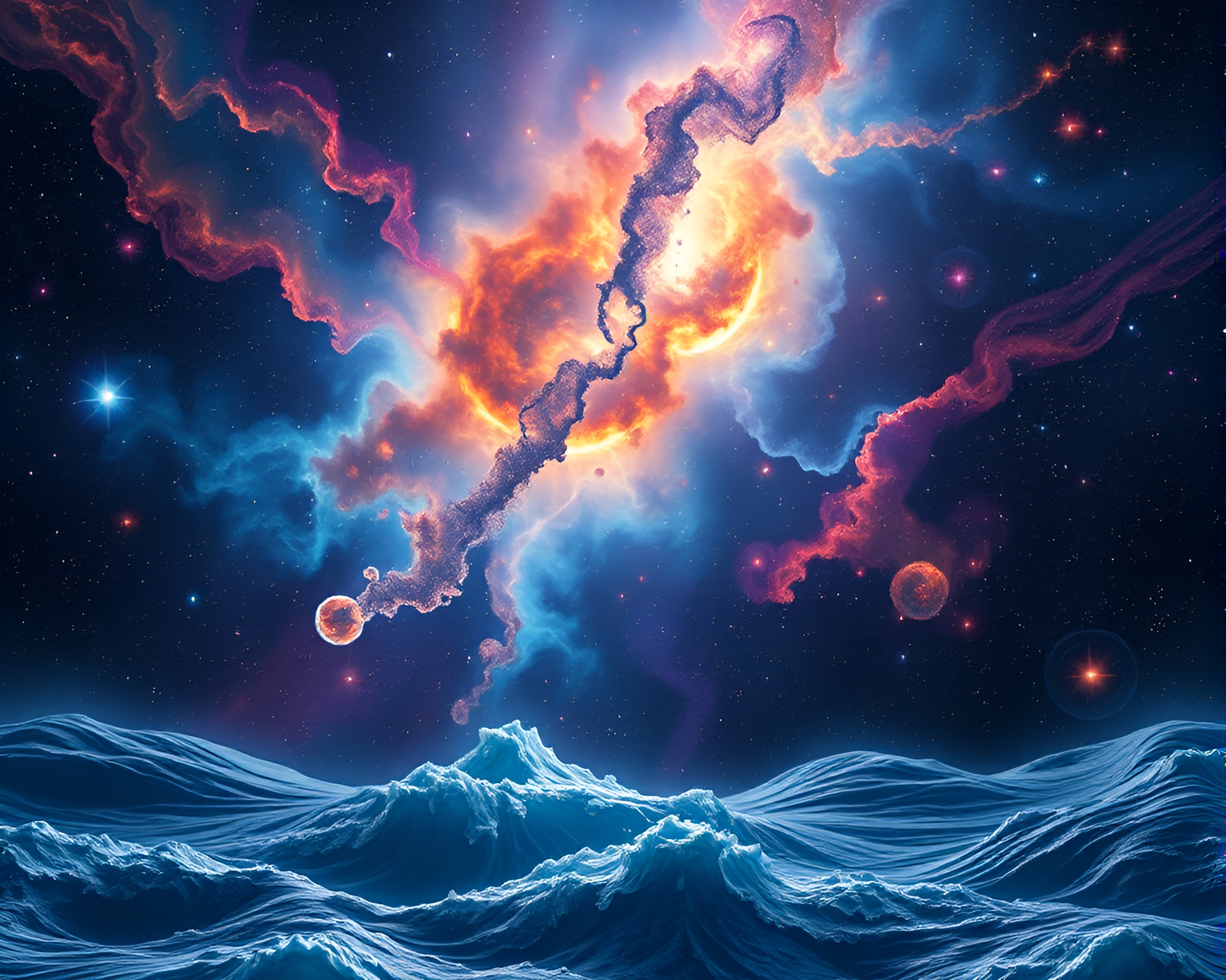 Majestic Cosmic Ocean: Abstract Art Masterpiece – free AI stock image