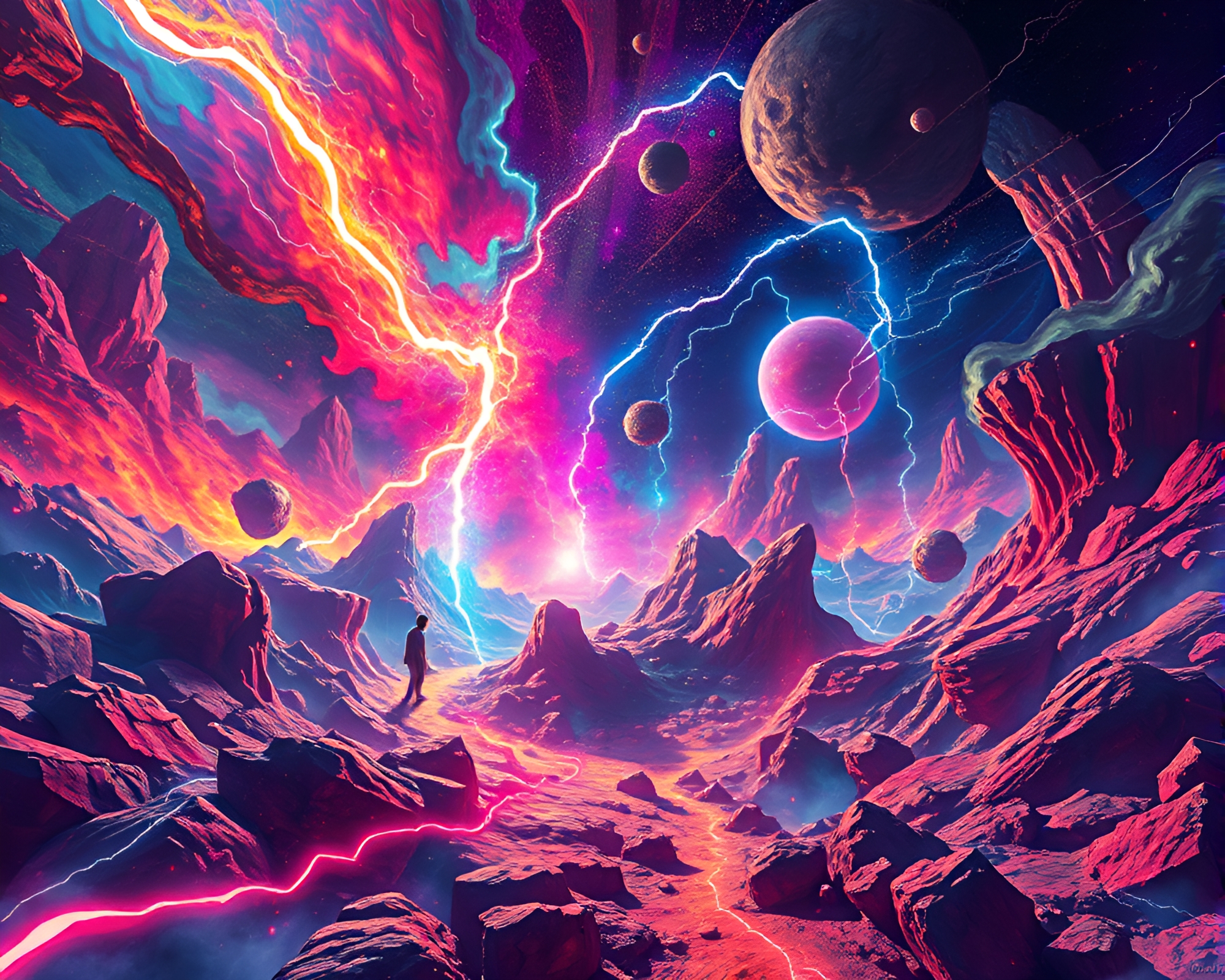 Vibrant Surrealism: Dynamic Chaos and Order in Motion – free AI stock image