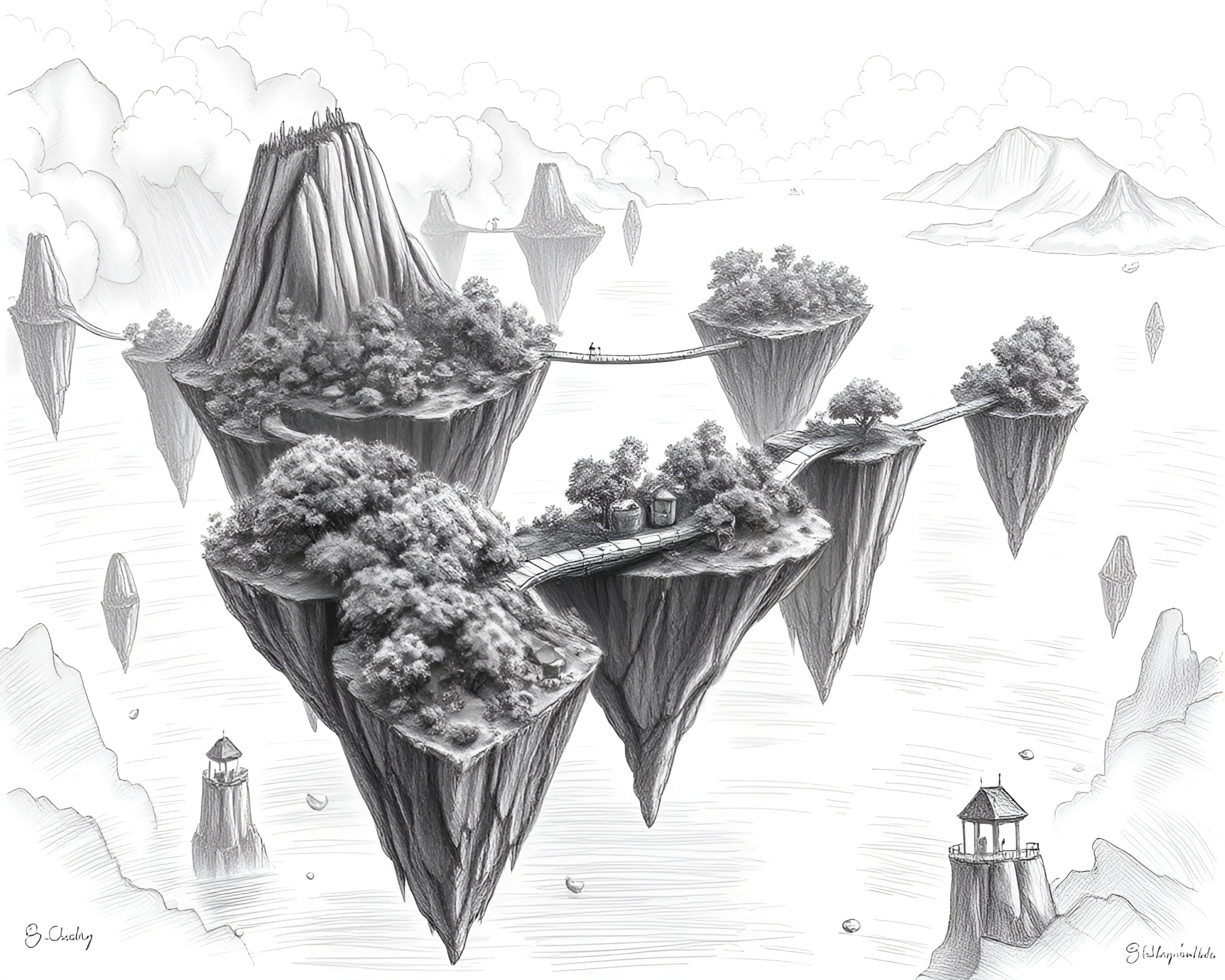 Ethereal Floating Island Archipelago: A Dreamlike Fantasy Realm – free AI stock image